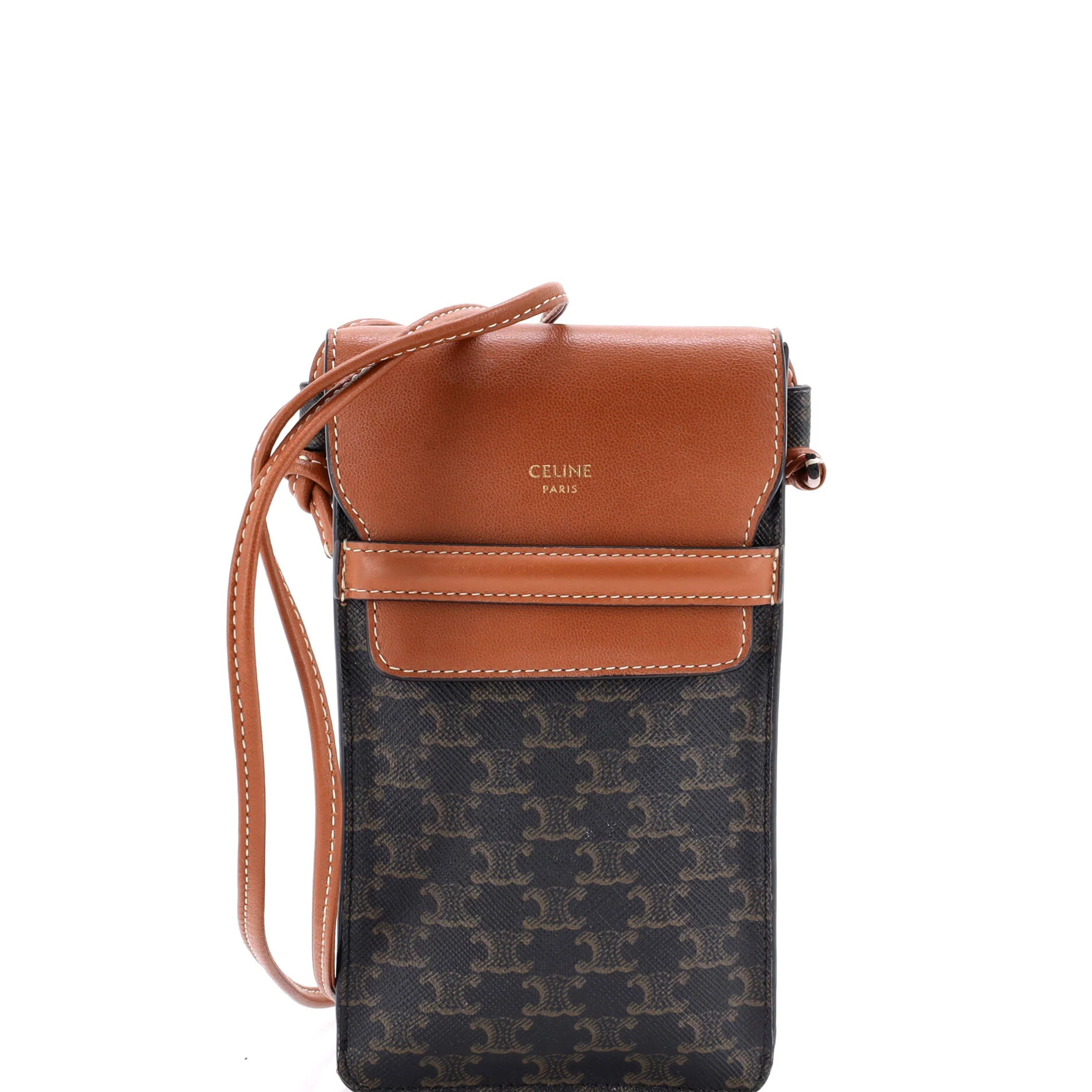 Phone Pouch Crossbody Triomphe Coated Canvas and Leather