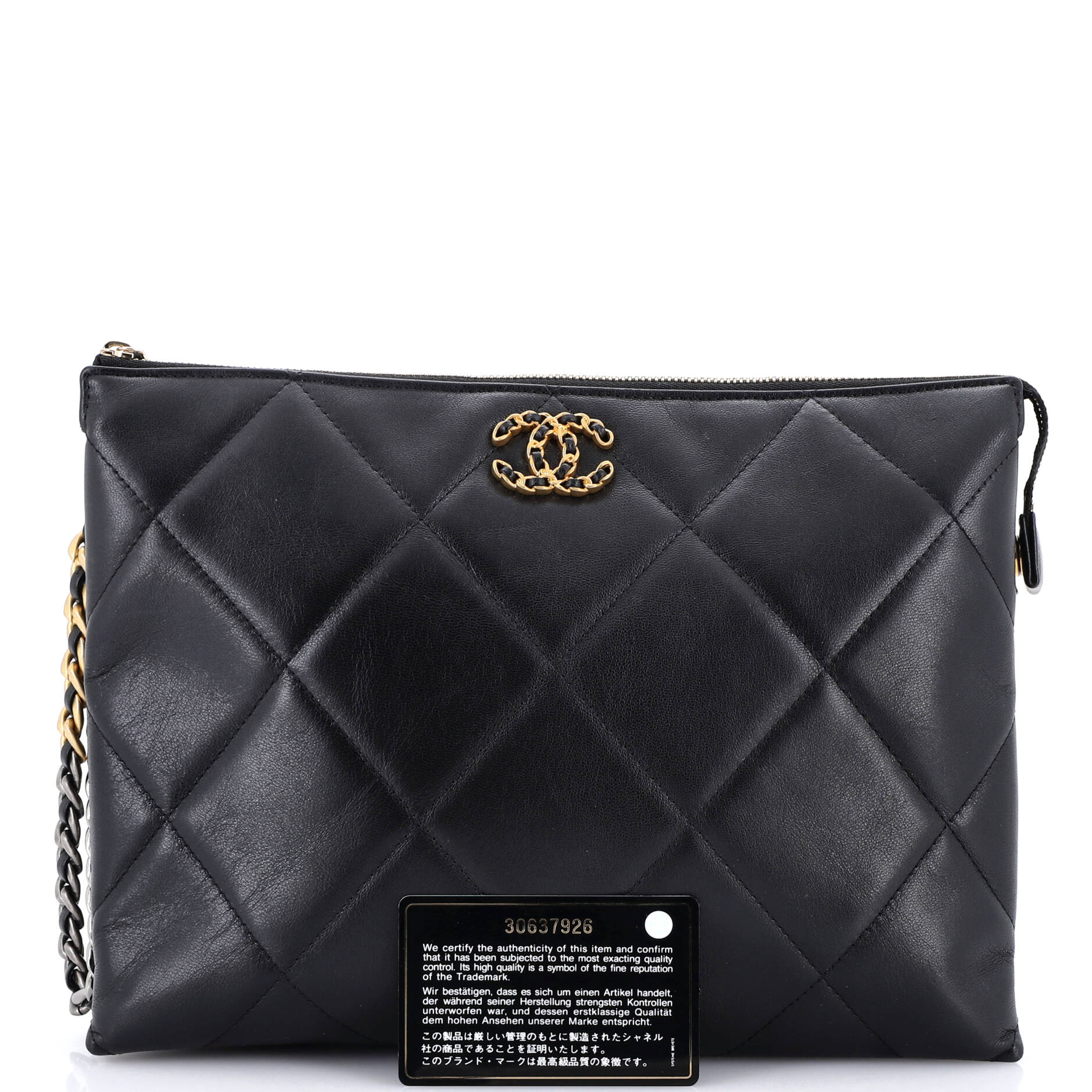 19 Wristlet Pouch with Handle Quilted Goatskin Large - Image 2