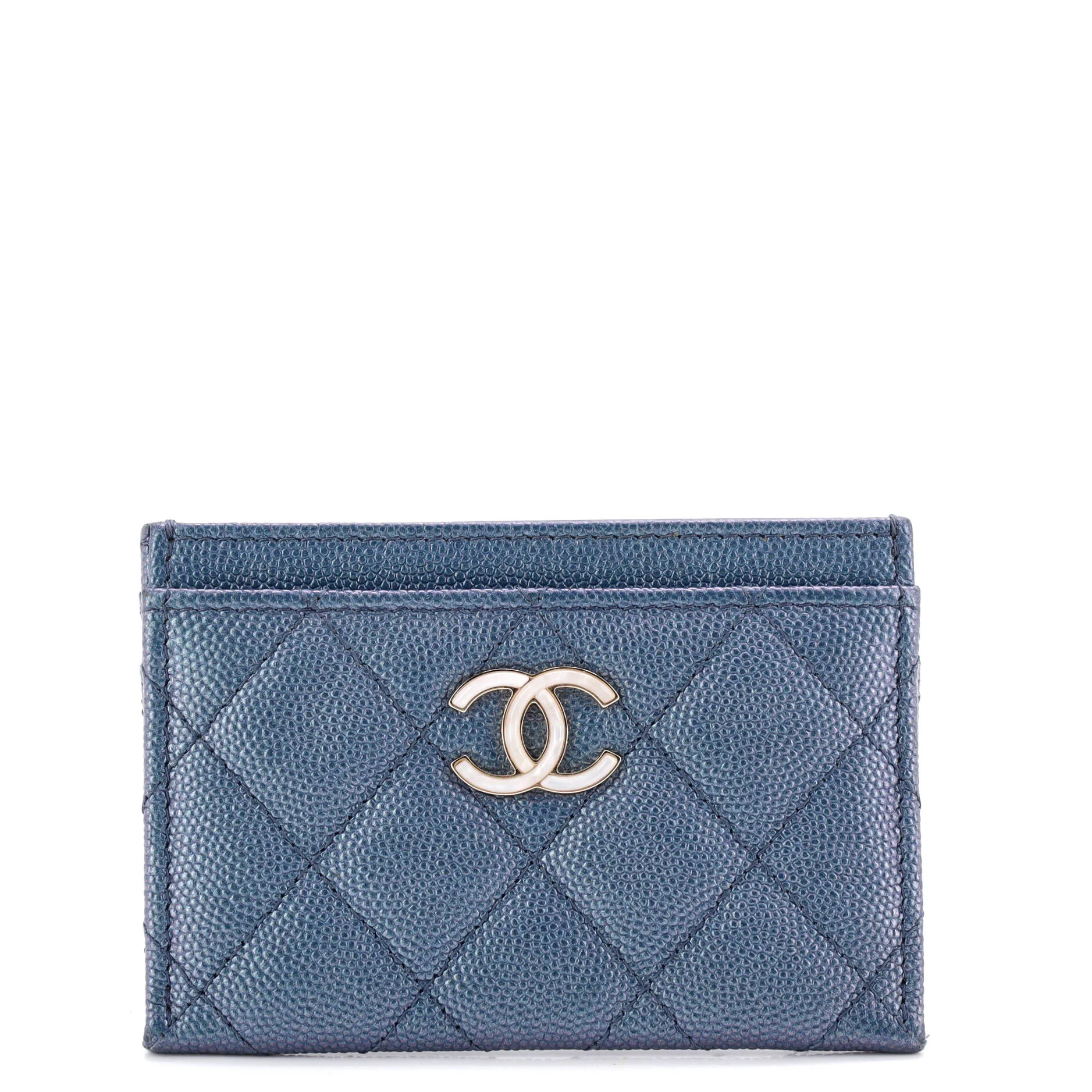 CC Card Holder Quilted Iridescent Caviar