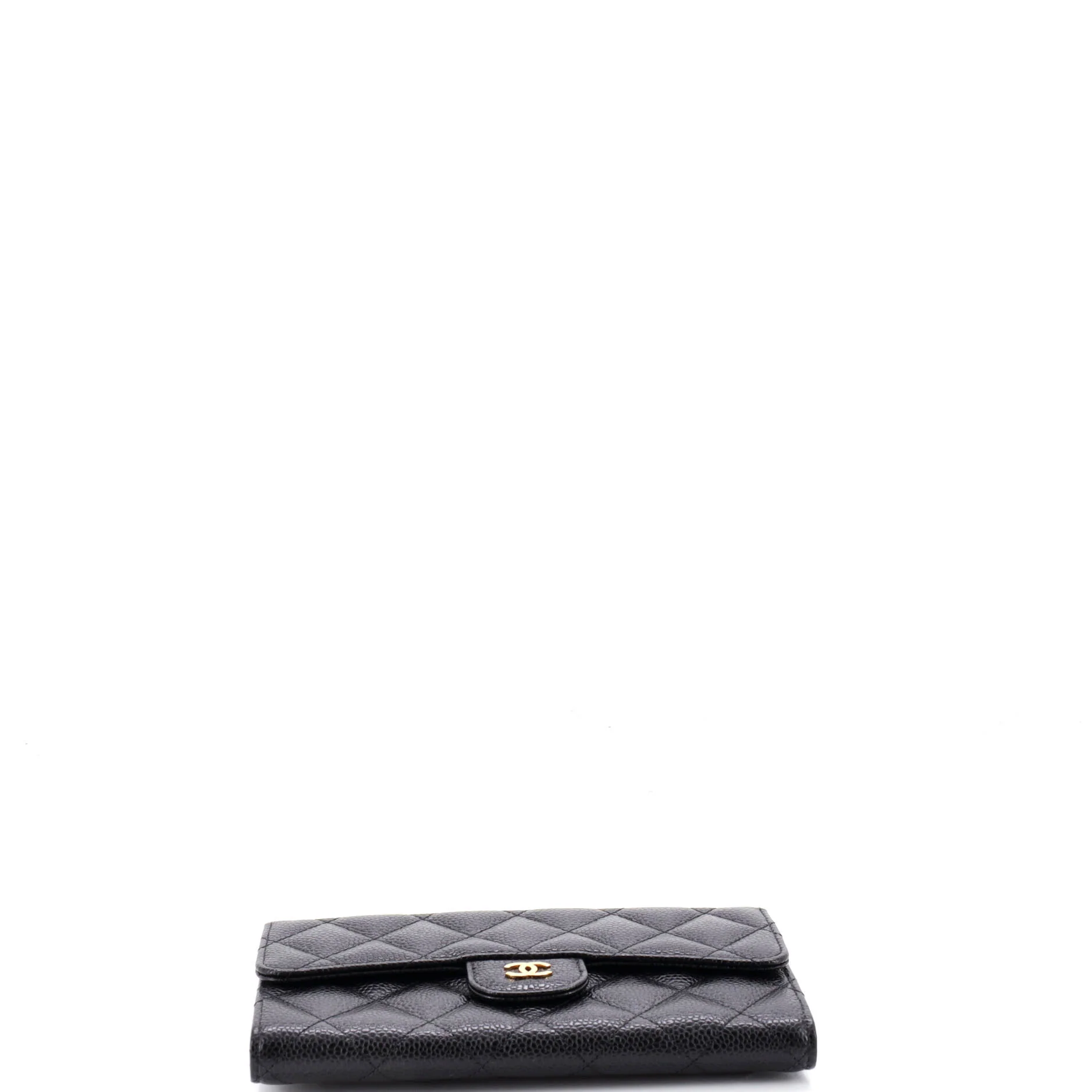 CC Gusset Classic Flap Wallet Quilted Caviar Long - Image 4
