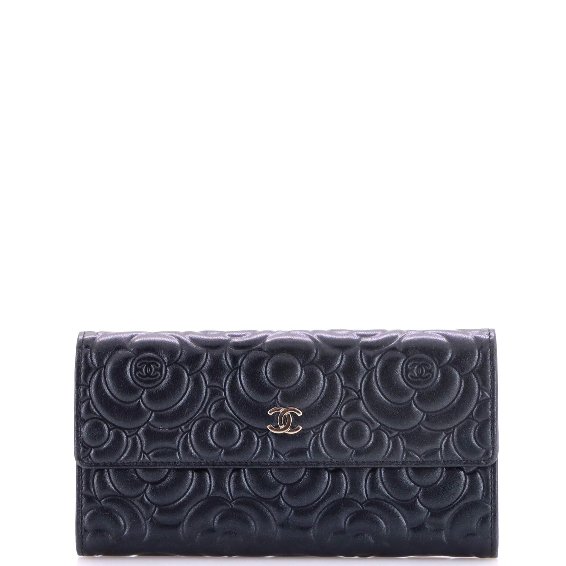 CC Gusset Flap Wallet Camellia Lambskin Long