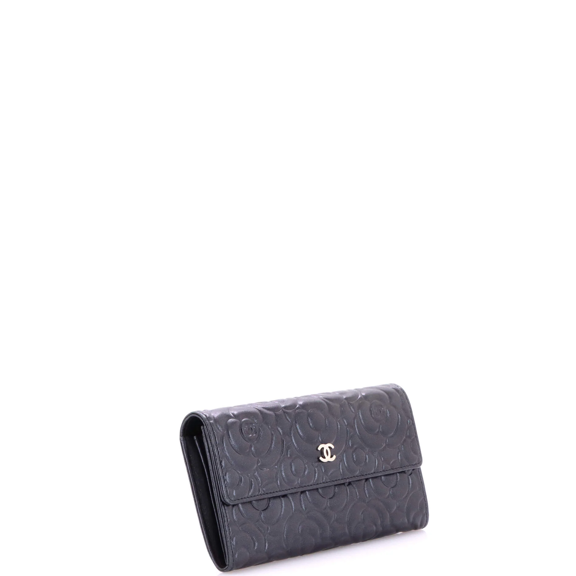 CC Gusset Flap Wallet Camellia Lambskin Long - Image 3