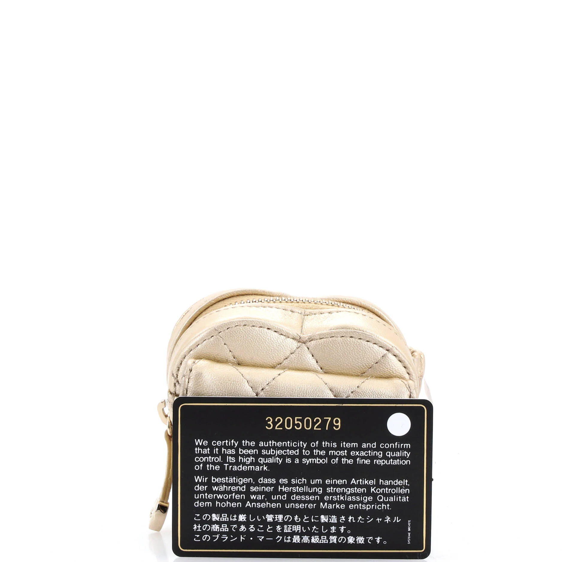CC in Love Heart Arm Zip Coin Purse Quilted Lambskin - Image 2