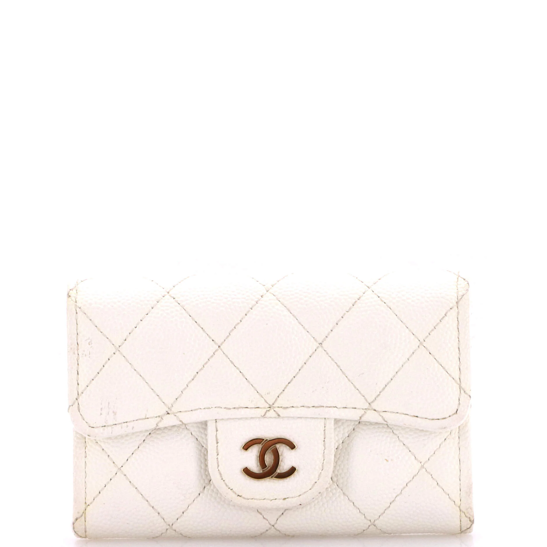 Classic Flap Card Case Quilted Caviar