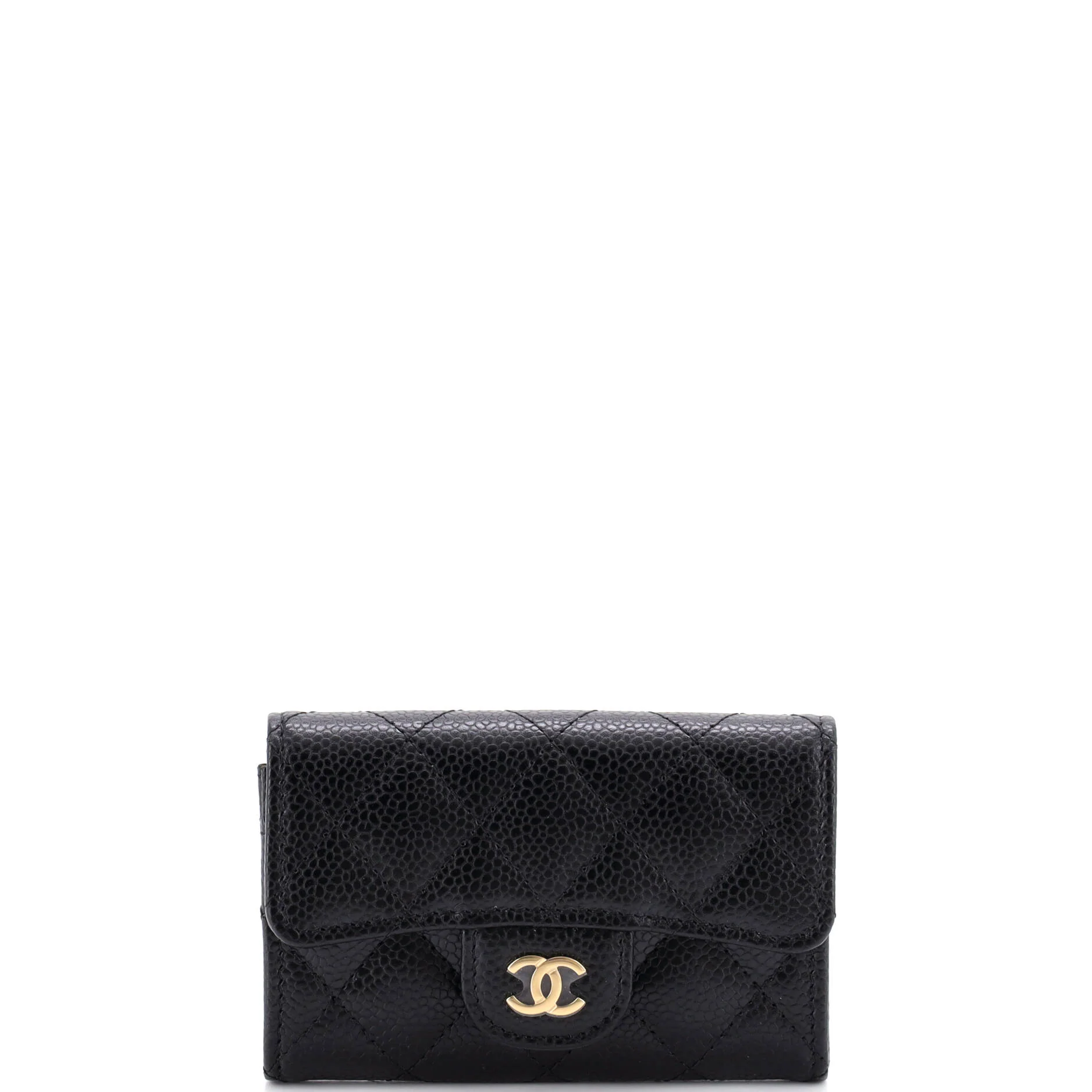 Classic Flap Card Holder Quilted Caviar