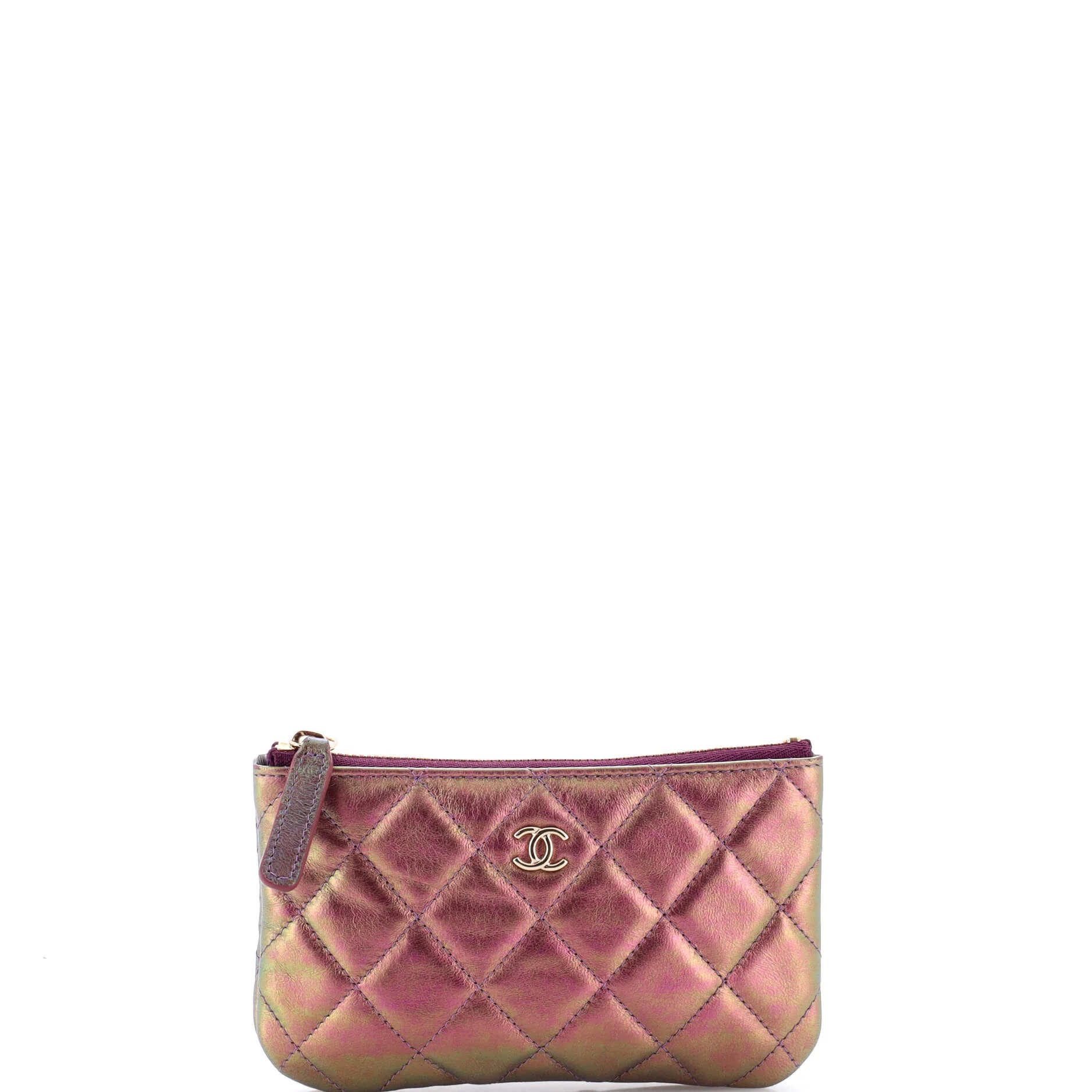 Classic O Case Pouch Quilted Iridescent Calfskin Mini