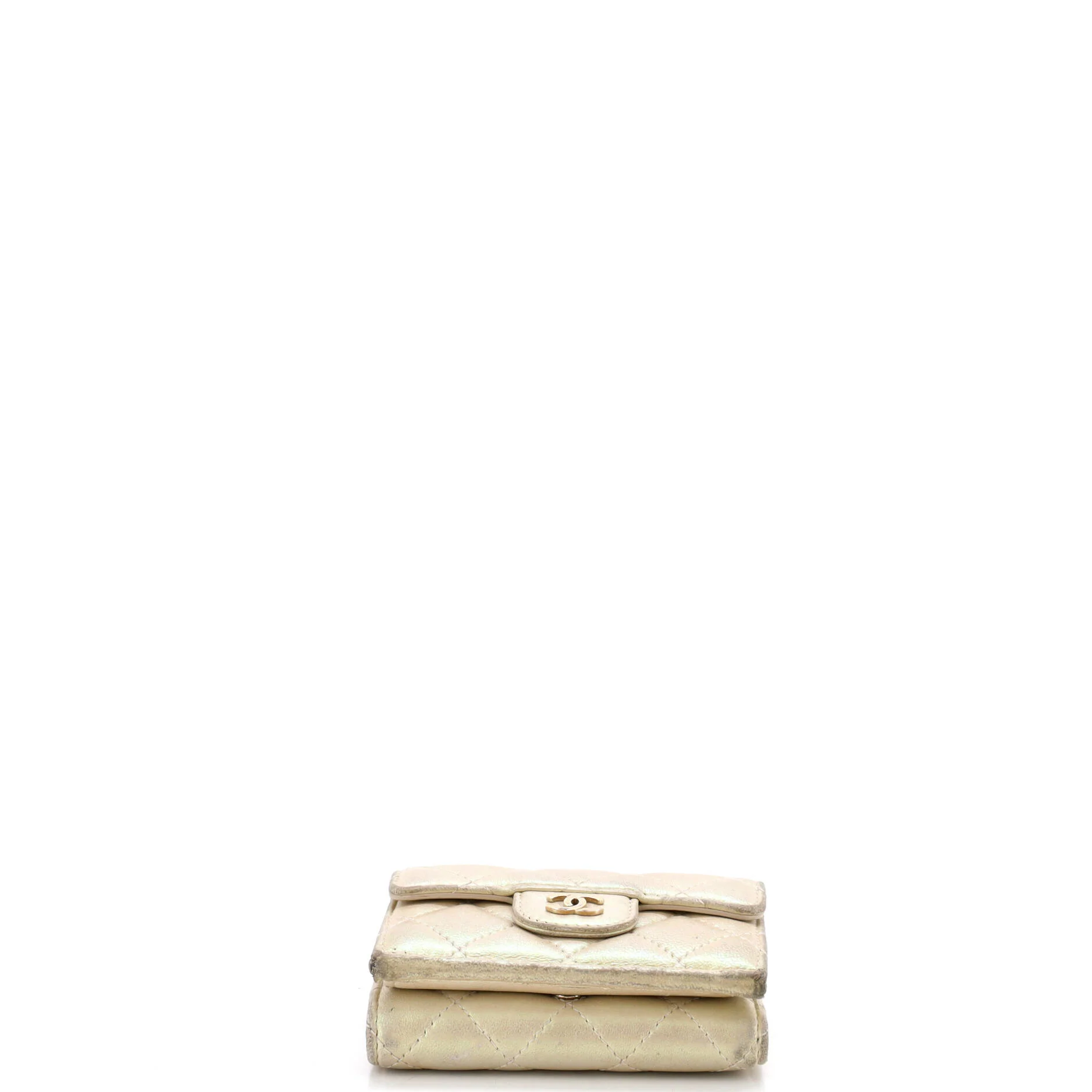 Classic Trifold Flap Wallet Quilted Iridescent Lambskin Small - Image 5