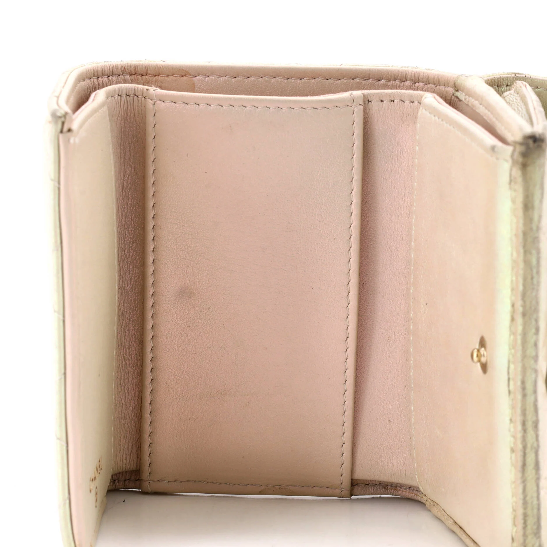 Classic Trifold Flap Wallet Quilted Iridescent Lambskin Small - Image 6
