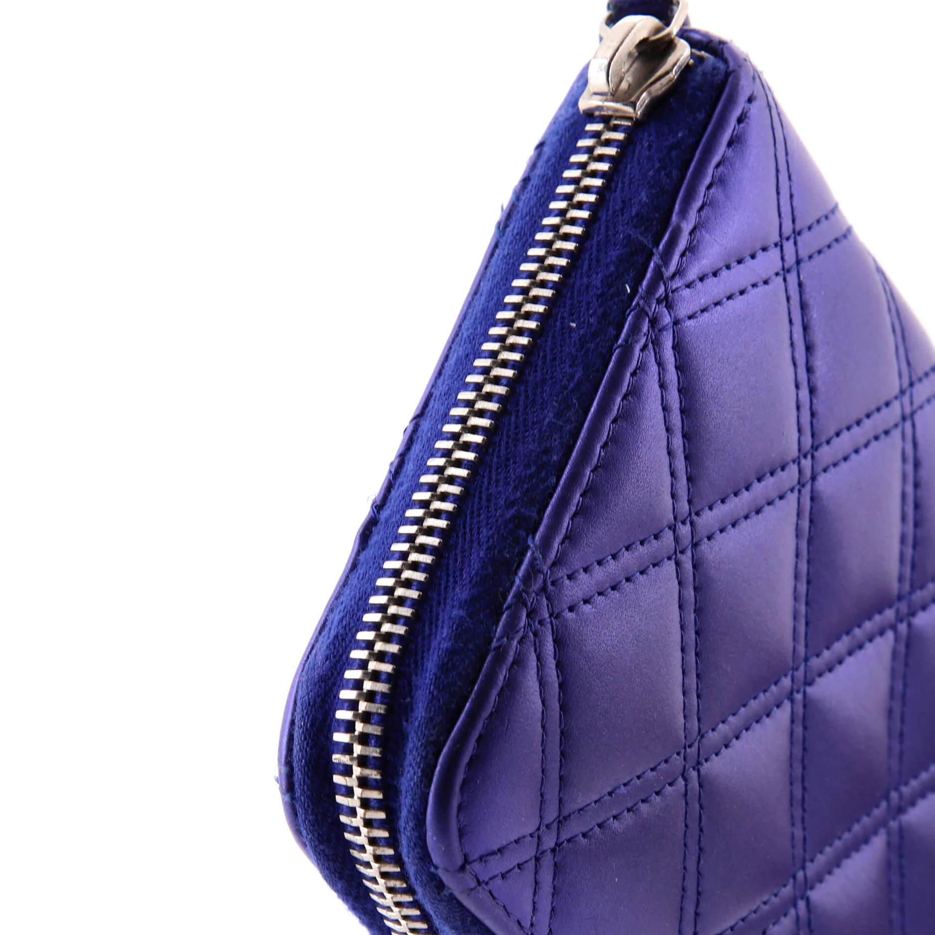 Double Stitch Zip Around Wallet Quilted Metallic Lambskin Long - Image 6