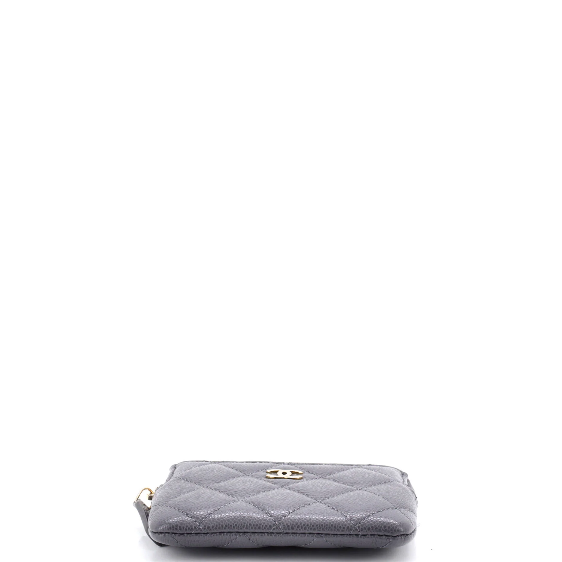 Square Zip Around Card Holder Wallet Quilted Caviar - Image 4