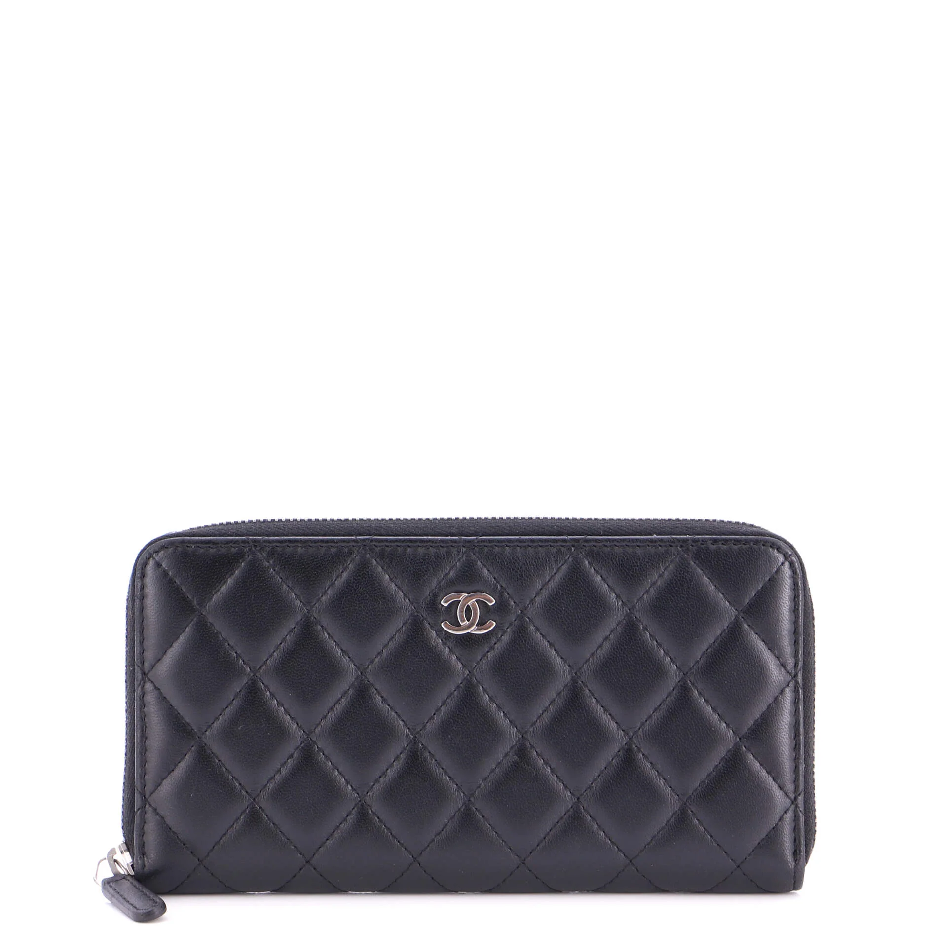 Zip Around Wallet Quilted Lambskin Long