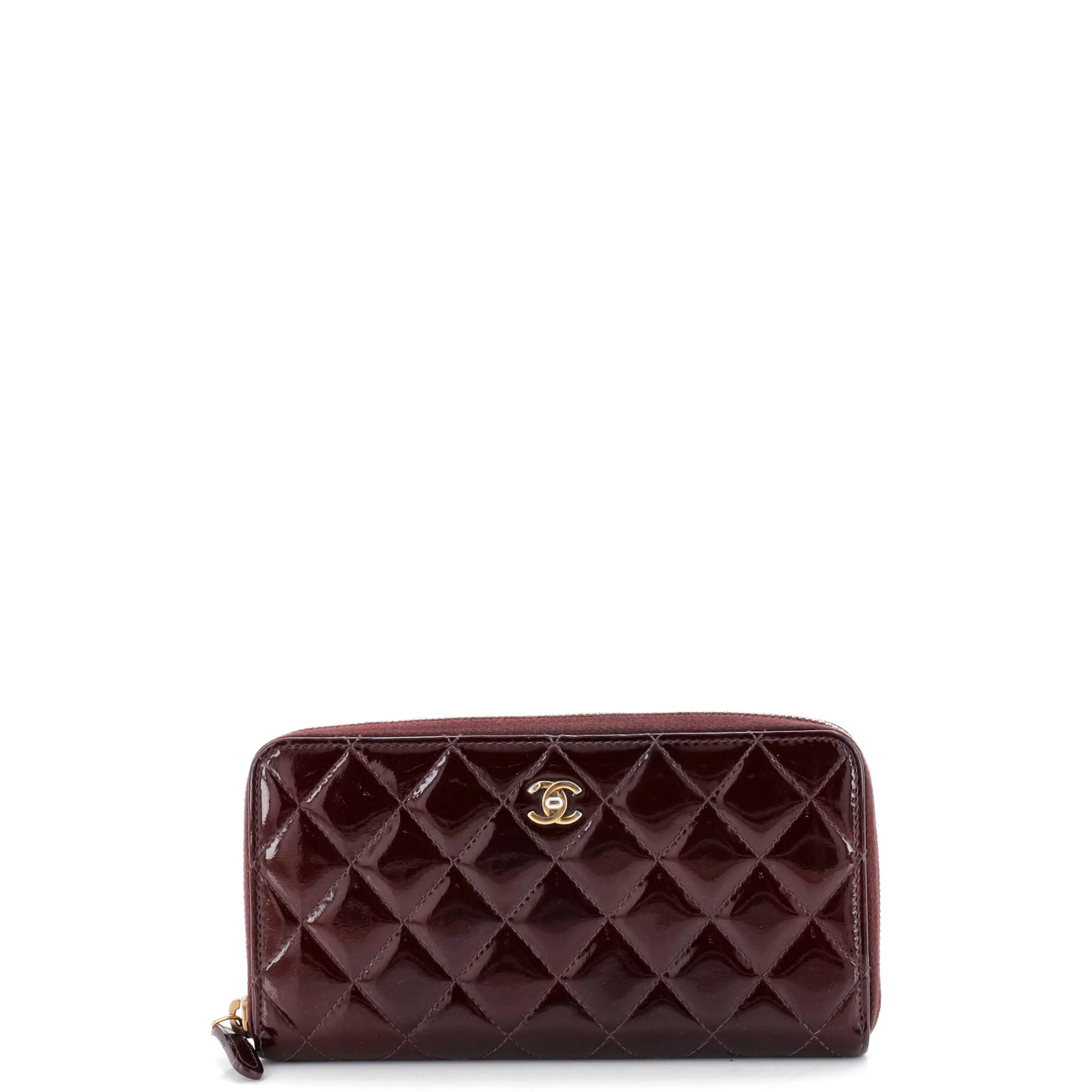 Zip Around Wallet Quilted Patent Long