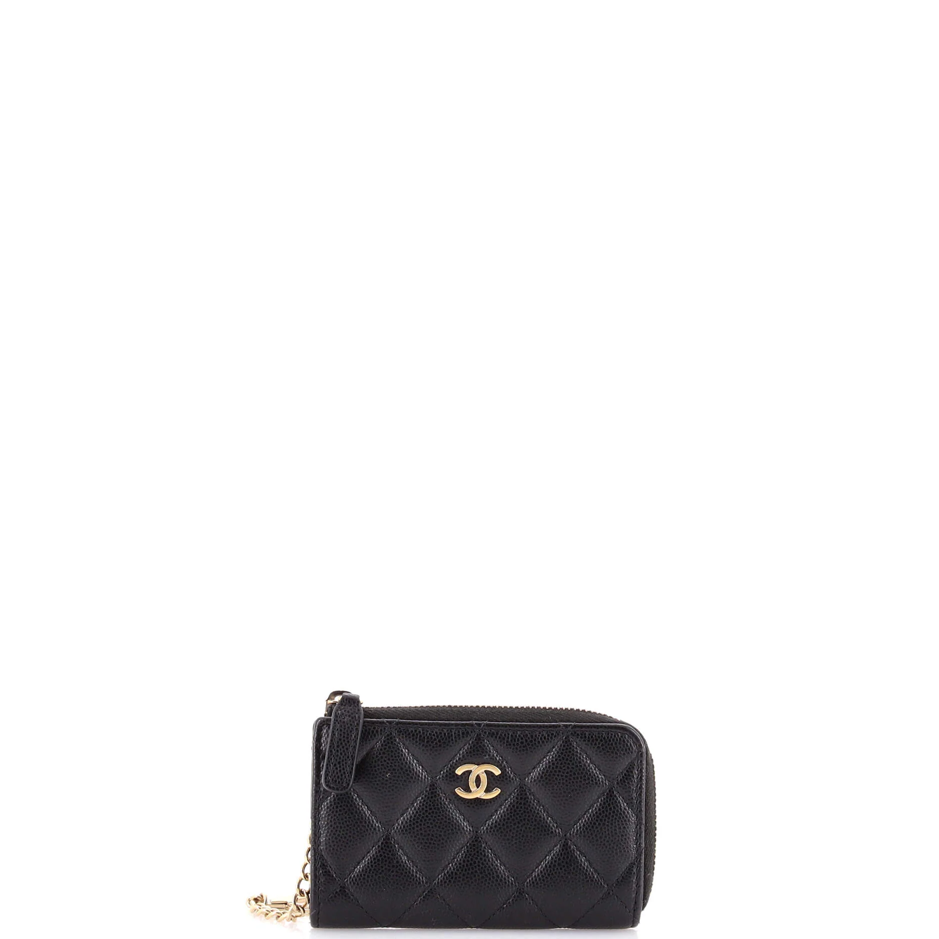 Zipped Key Holder Quilted Caviar