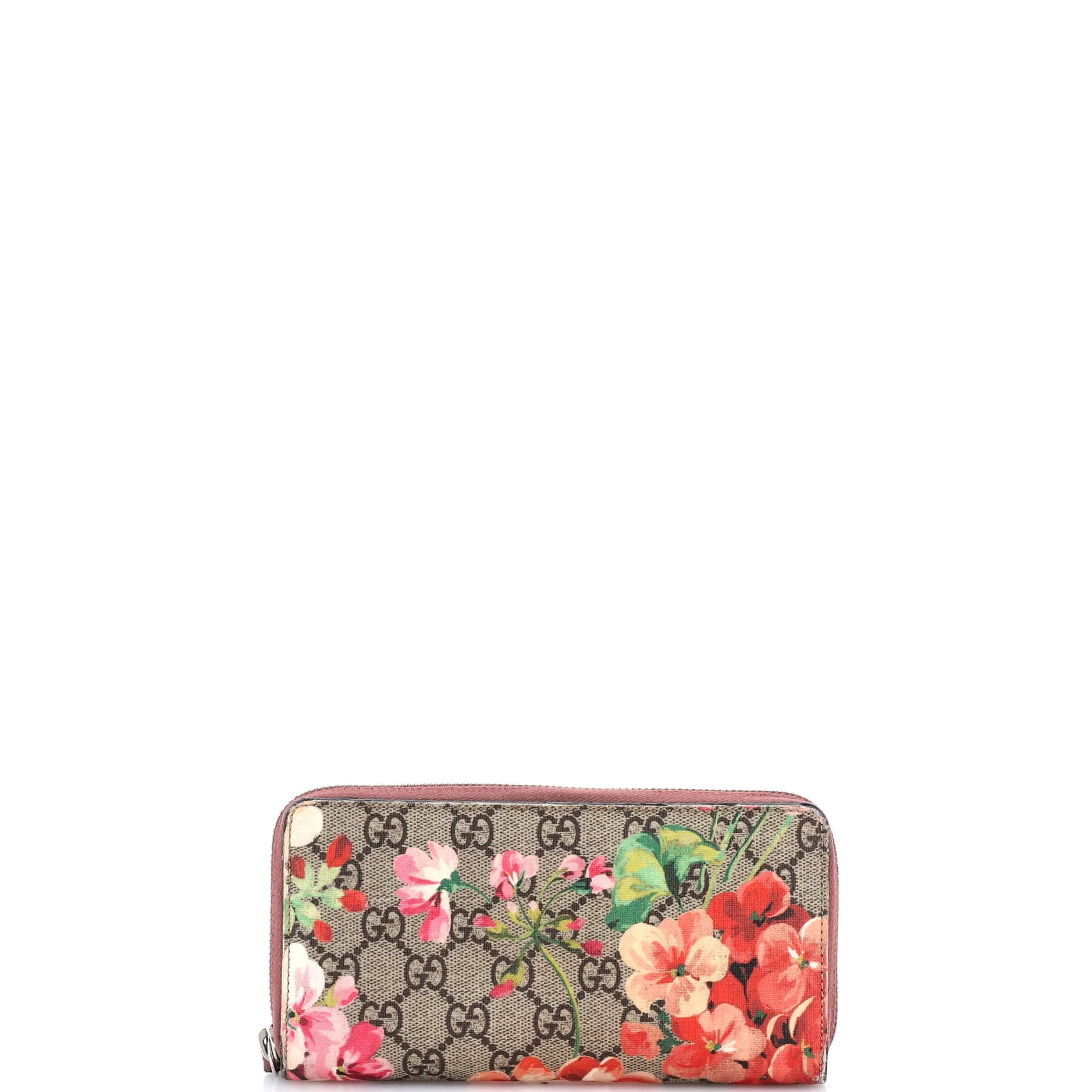 Zip Around Wallet Blooms Print GG Coated Canvas