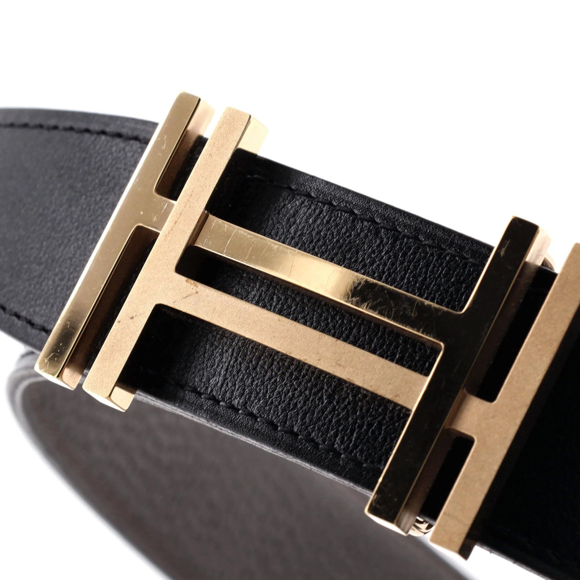 H Au Carre Reversible Belt Leather Medium - Image 4