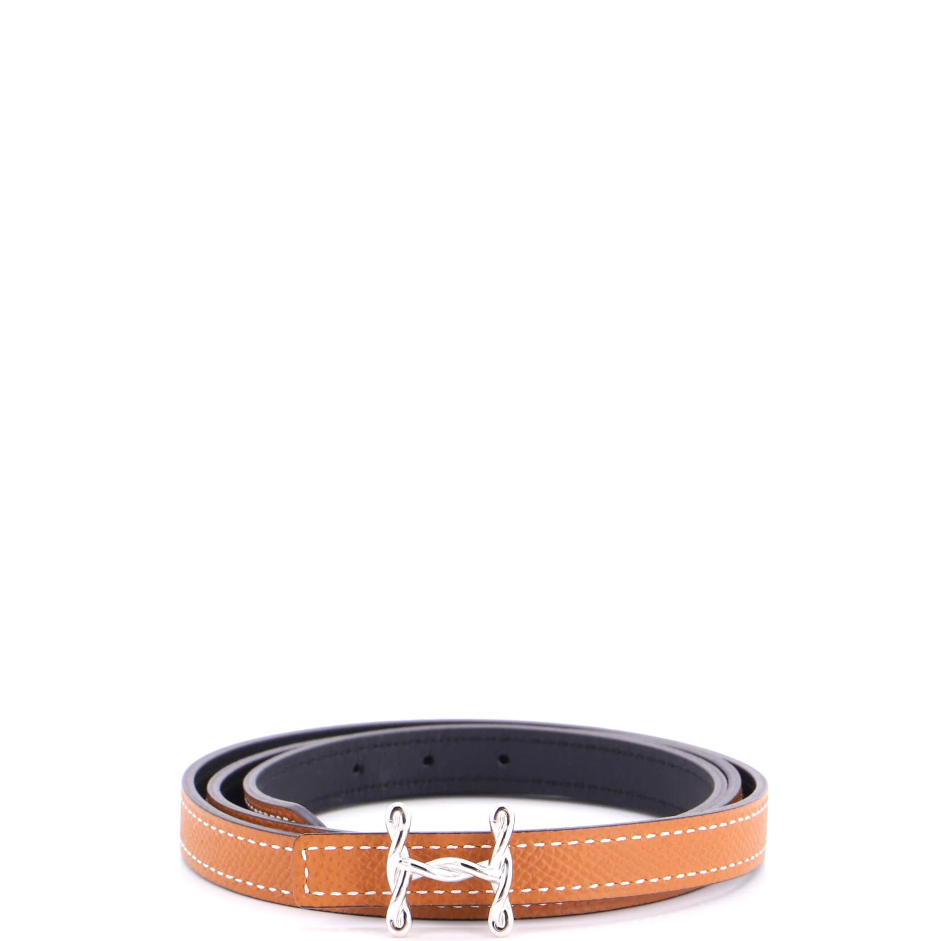 H Torsade Buckle Reversible Belt Leather Thin