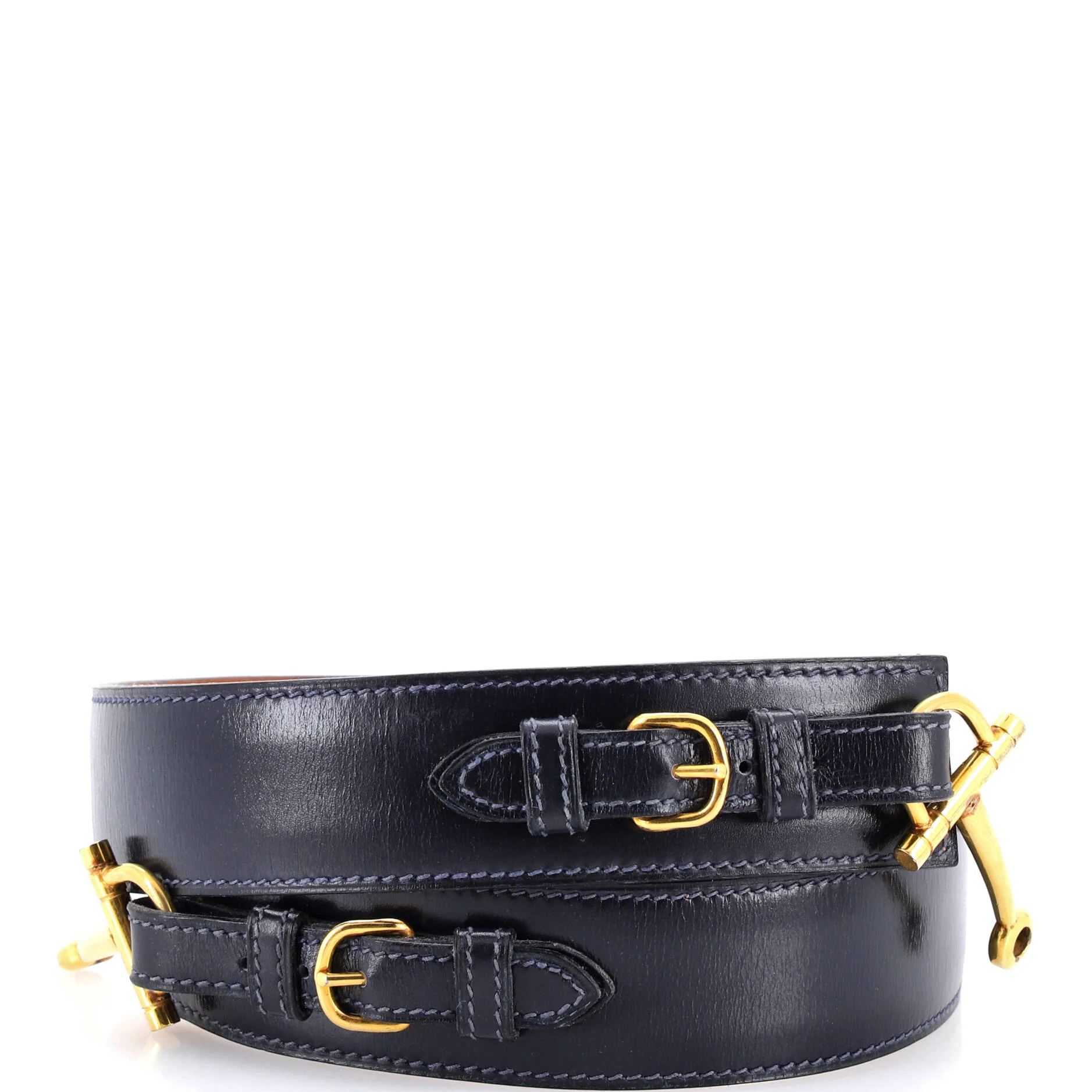 Vintage Horsebit Double Buckle Belt Leather Medium 65