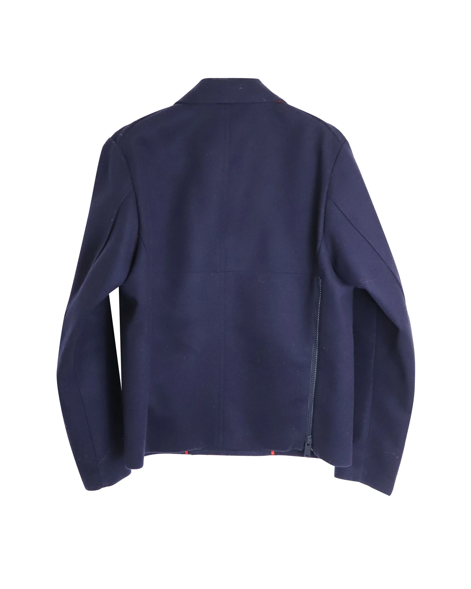 Men's Alexander McQueen Short Pea Coat in Navy Blue Virgin Wool - Image 2