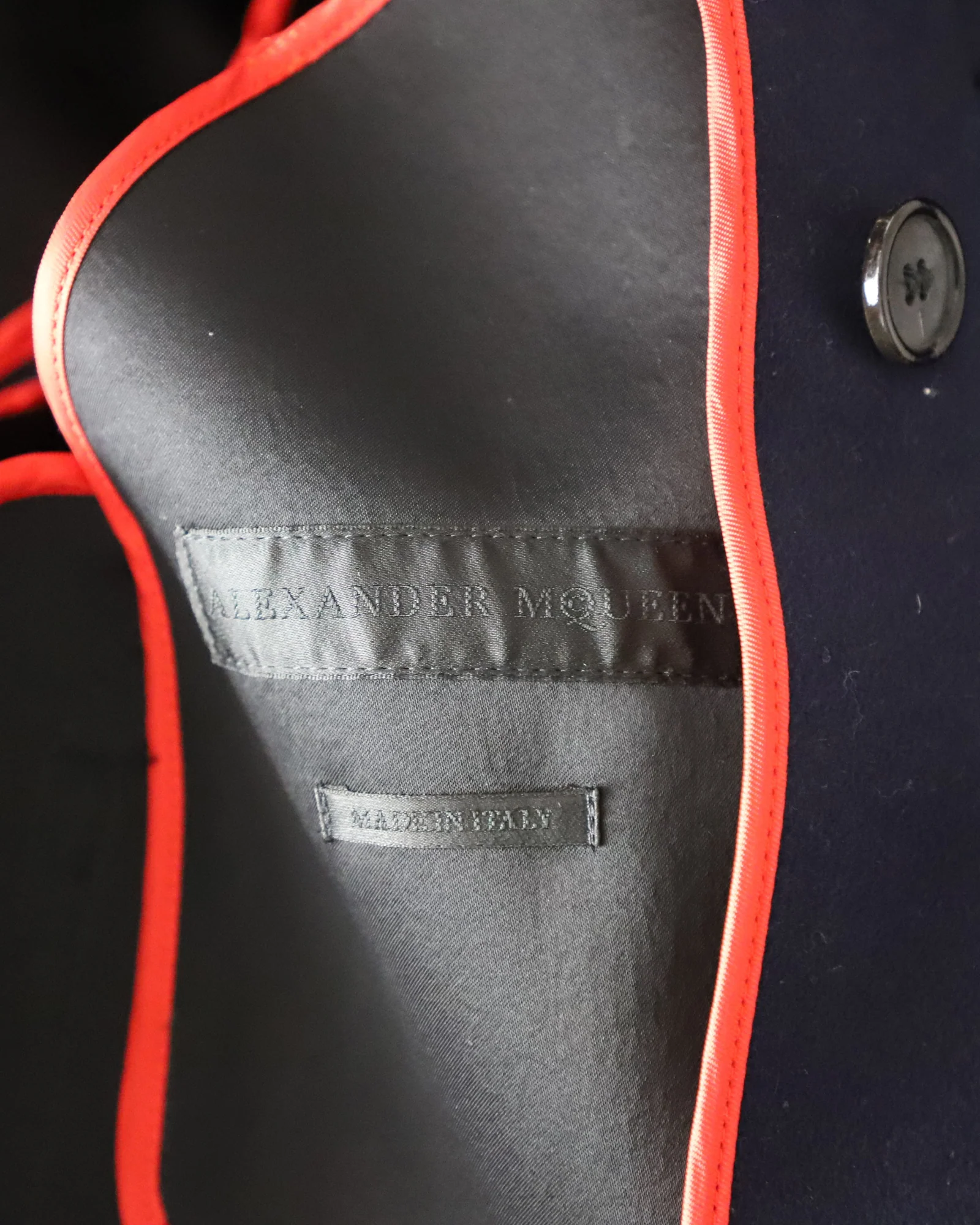 Men's Alexander McQueen Short Pea Coat in Navy Blue Virgin Wool - Image 4