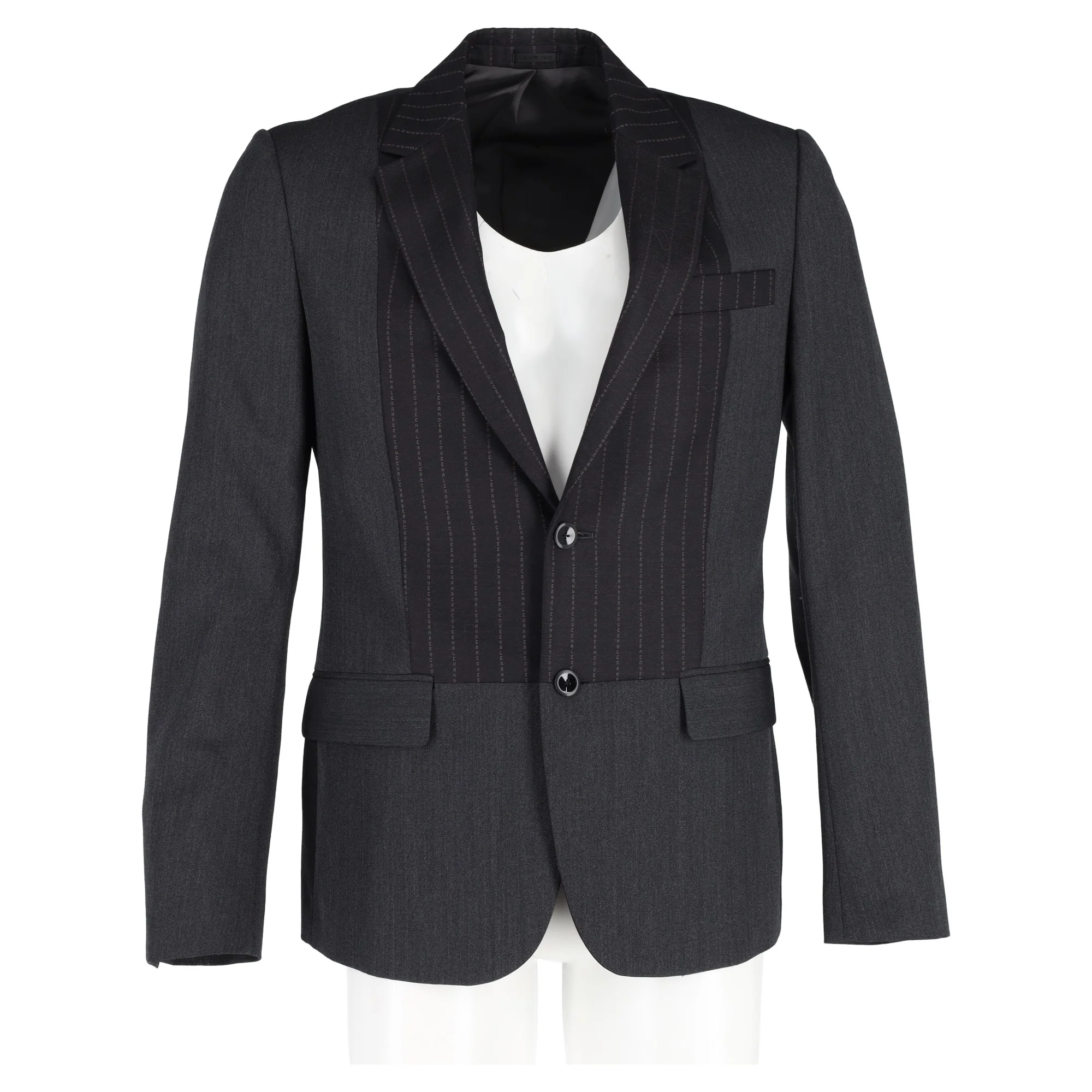 Men's Alexander McQueen Stripe Blazer in Black Wool - Image 4