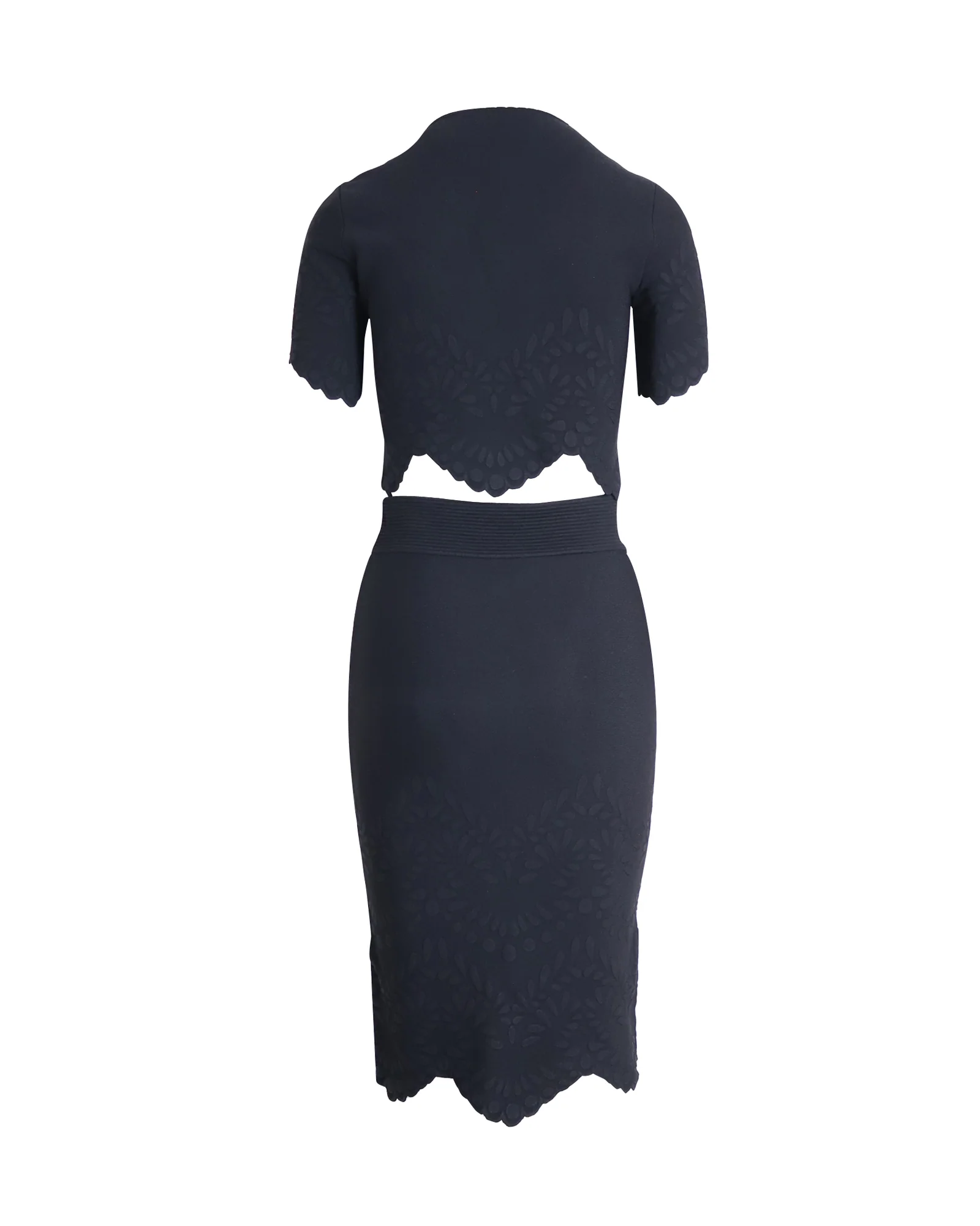 Women's Alexander McQueen Scalloped Hem Skirt and Top Set in Black Viscose - Image 3