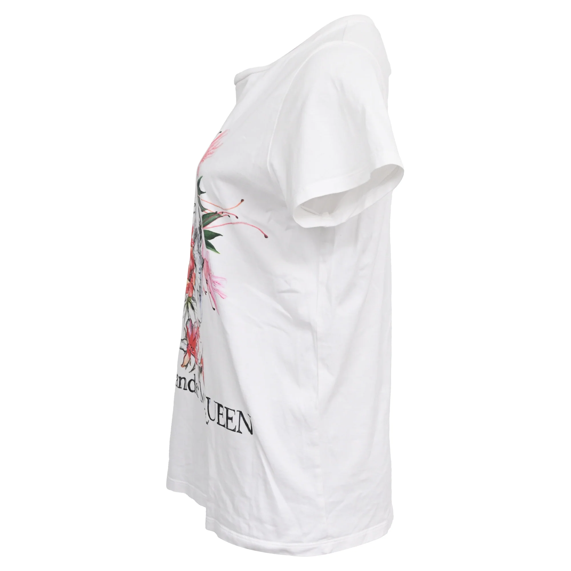 Women's Alexander McQueen Skull Printed T-Shirt in White Cotton - Image 2