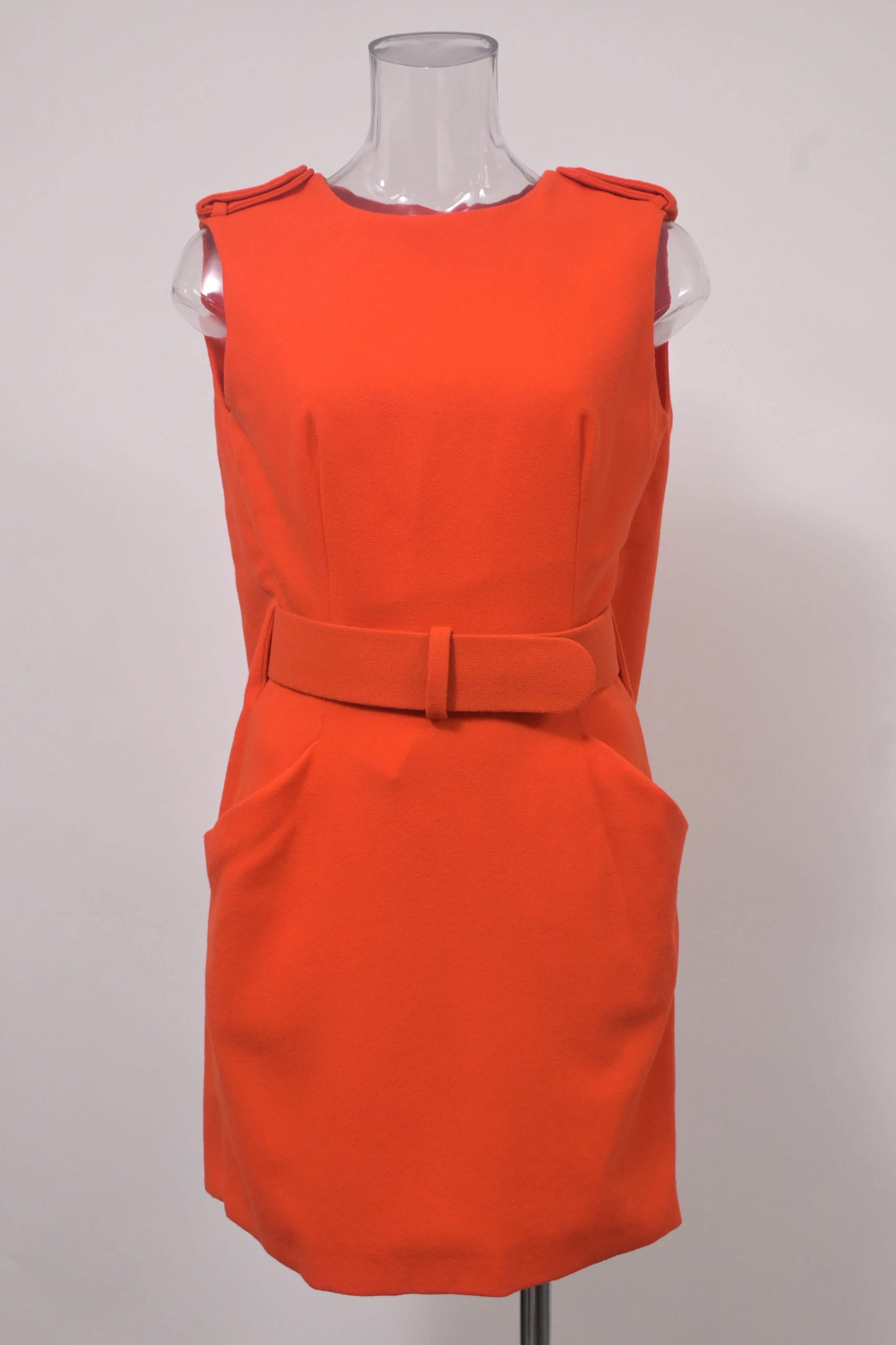 Women's Alexander McQueen Sleeveless Mini Dress in Orange Wool - Image 6