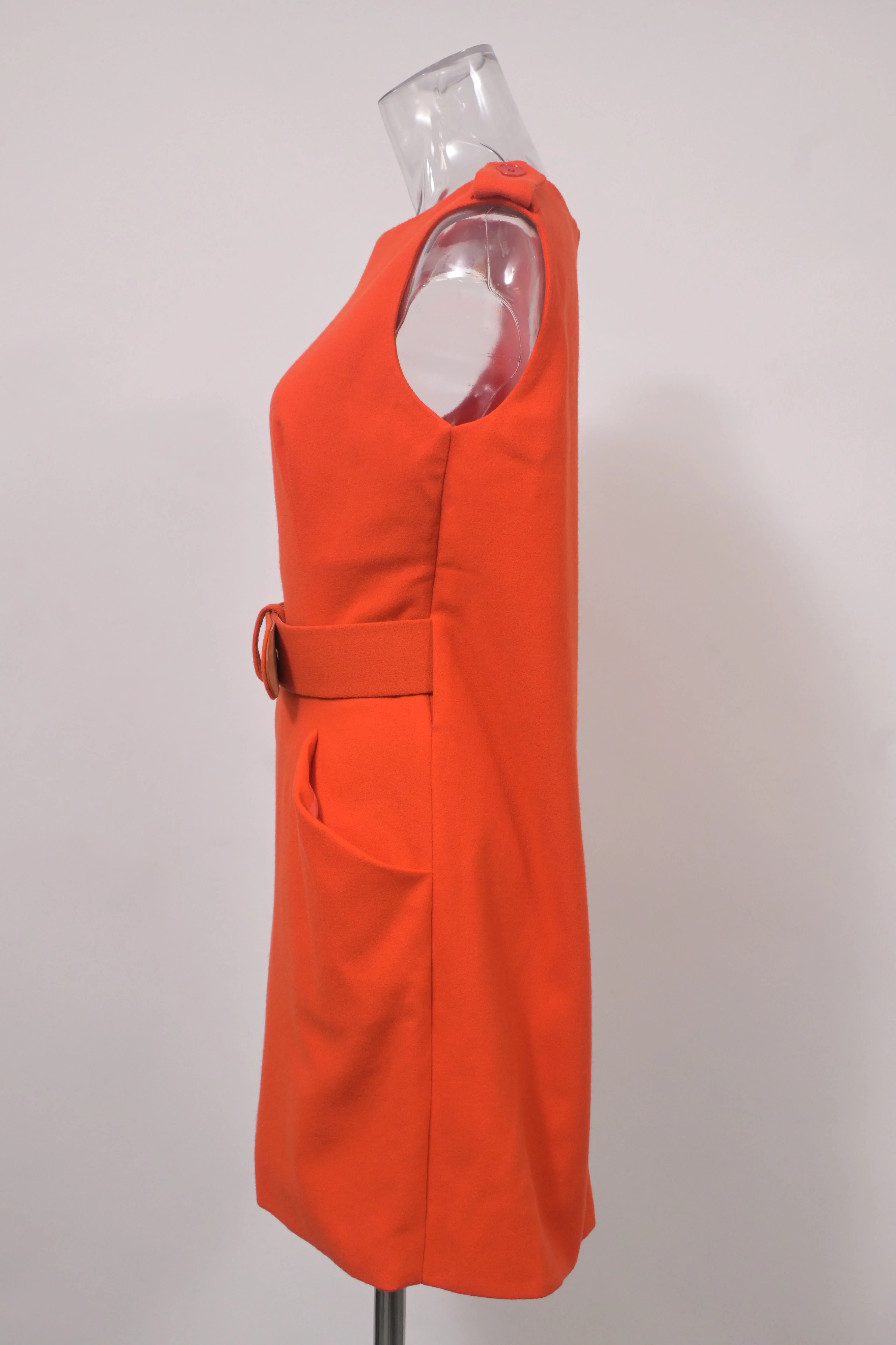 Women's Alexander McQueen Sleeveless Mini Dress in Orange Wool - Image 7