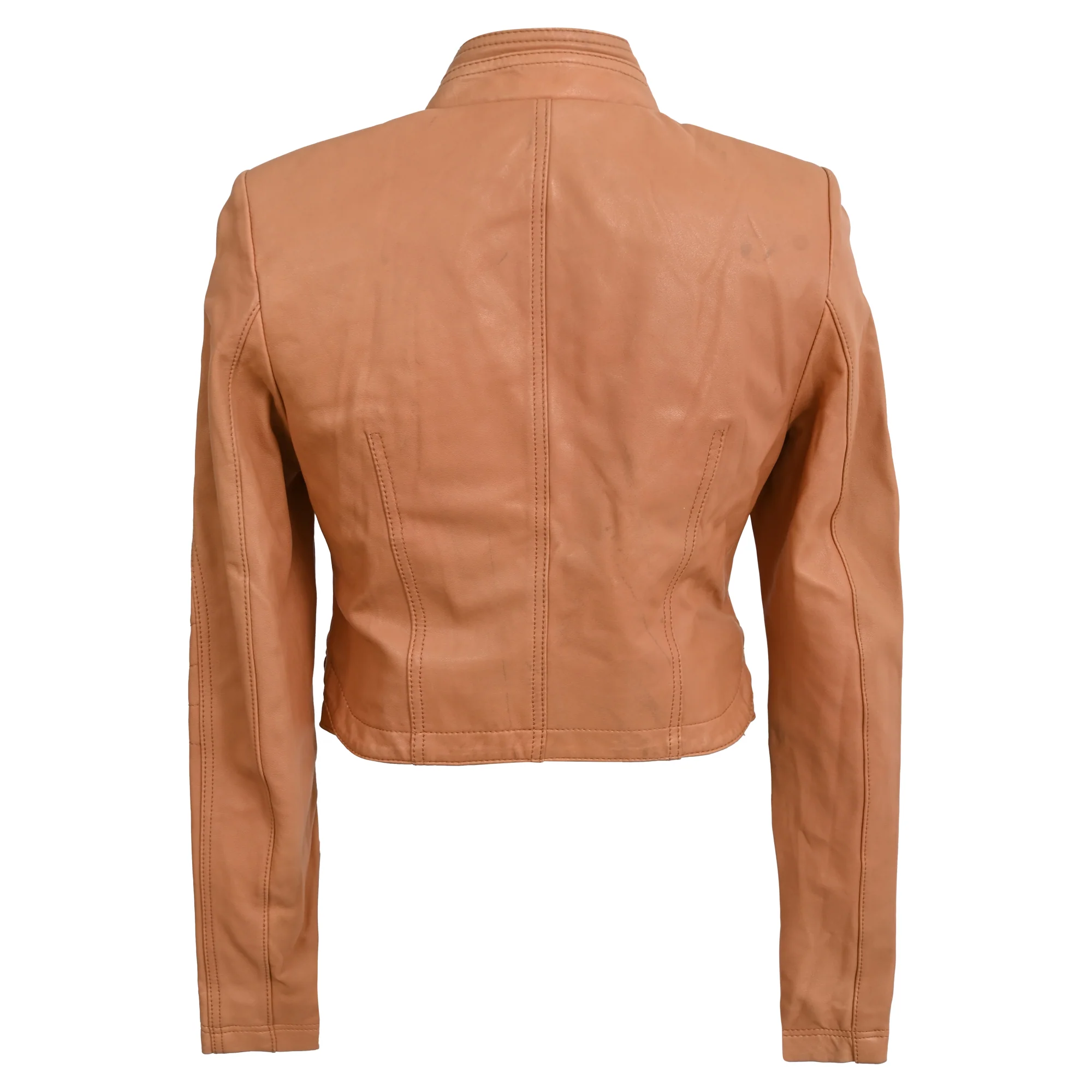 Women's Alexander Mcqueen Zip-Up Biker Jacket in Brown Leather - Image 3