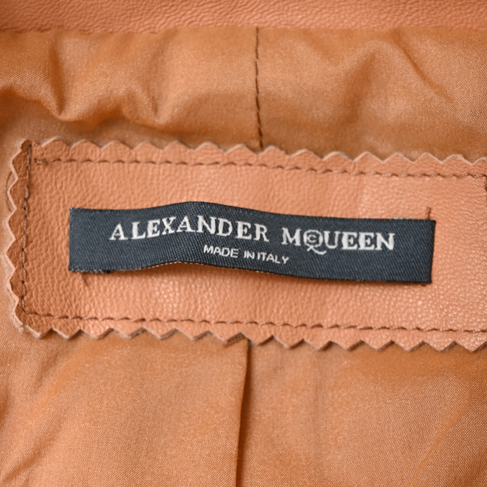 Women's Alexander Mcqueen Zip-Up Biker Jacket in Brown Leather - Image 4