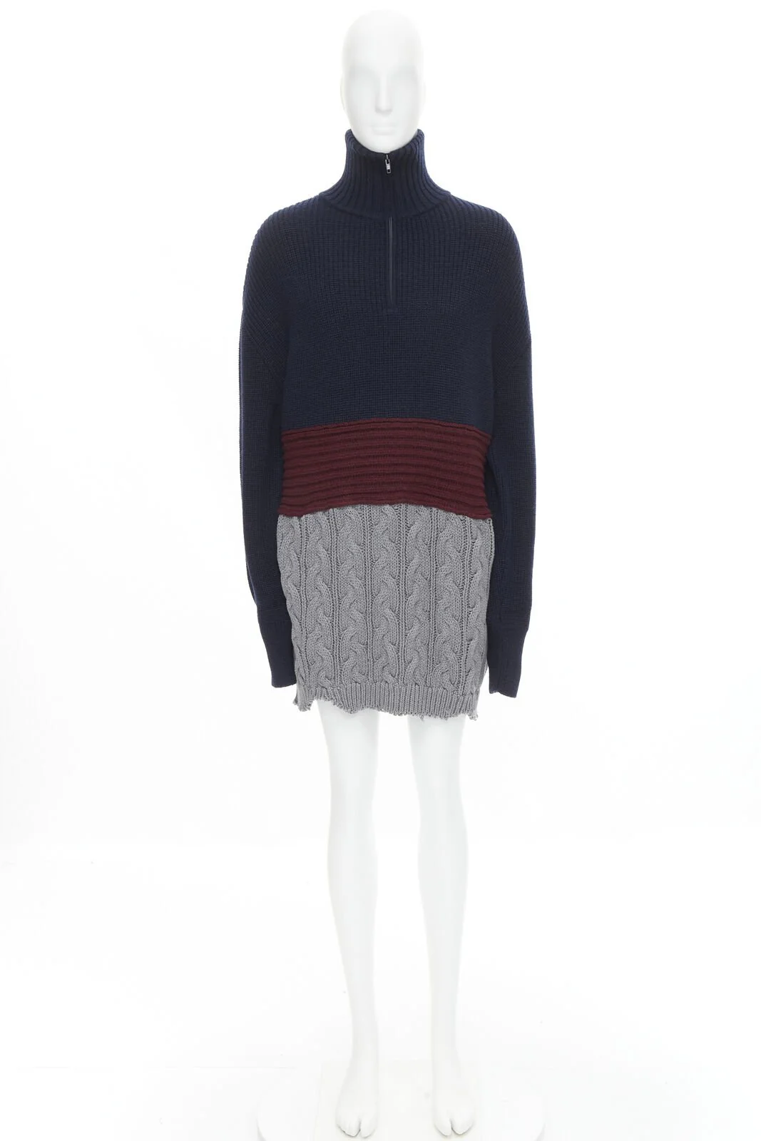 Men's BALENCIAGA 2019 Runway 3 layered cable knit distressed oversized sweater S - Image 10