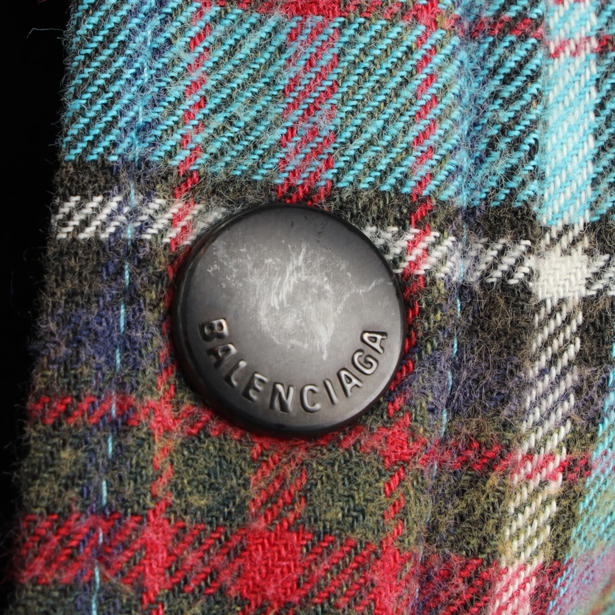 Men's Balenciaga Bleached Plaid Flannel Hooded Shirt Jacket In Multicolor Cotton - Image 8