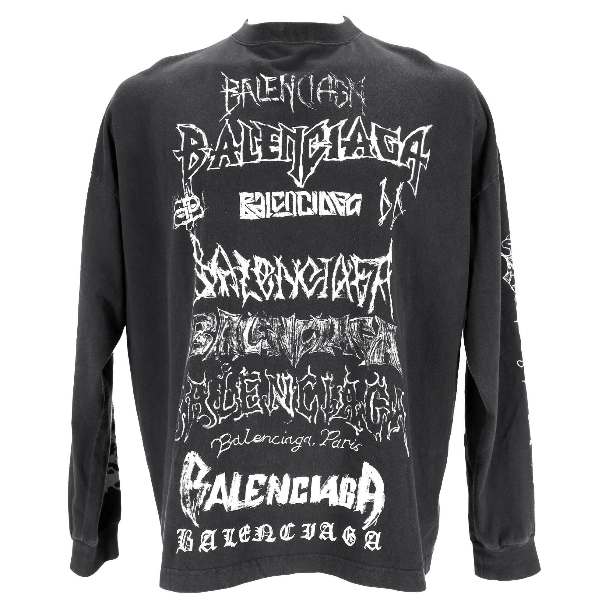 Men's Balenciaga DIY Metal Printed Sweatshirt in Black Cotton