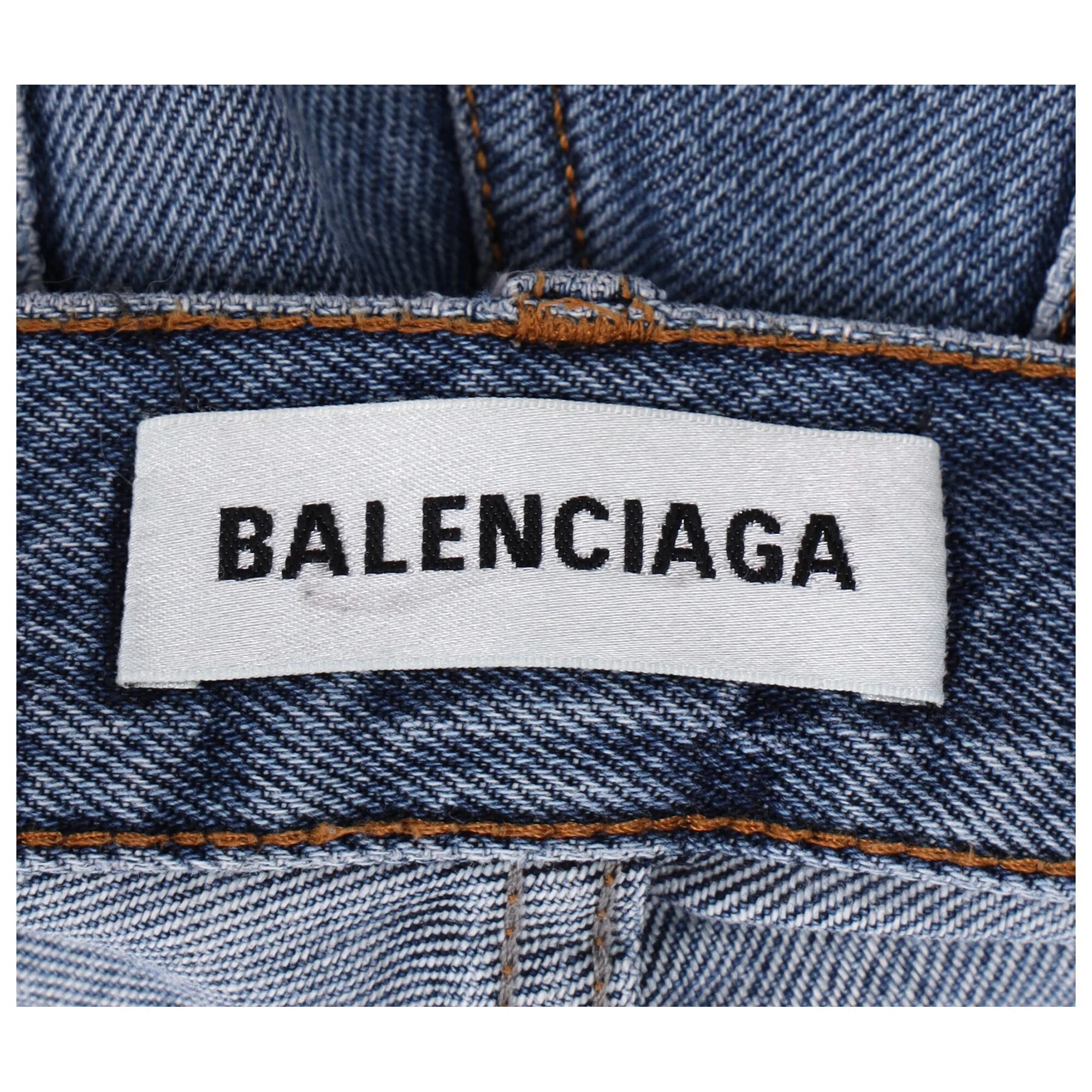 Women's Balenciaga 3/4 Regular Fit High-Rise Denim Pants in Blue Cotton - Image 10