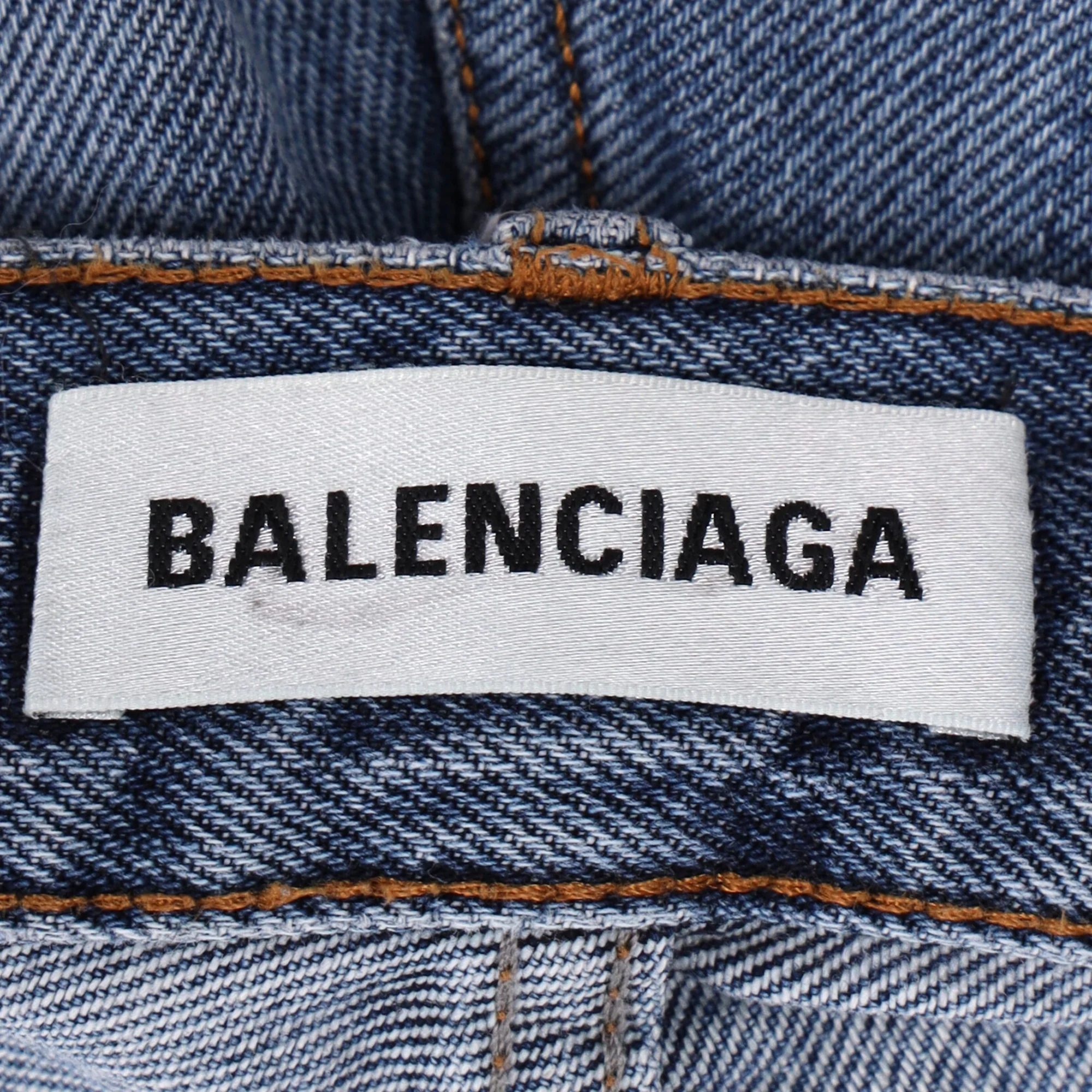 Women's Balenciaga 3/4 Regular Fit High-Rise Denim Pants in Blue Cotton - Image 5