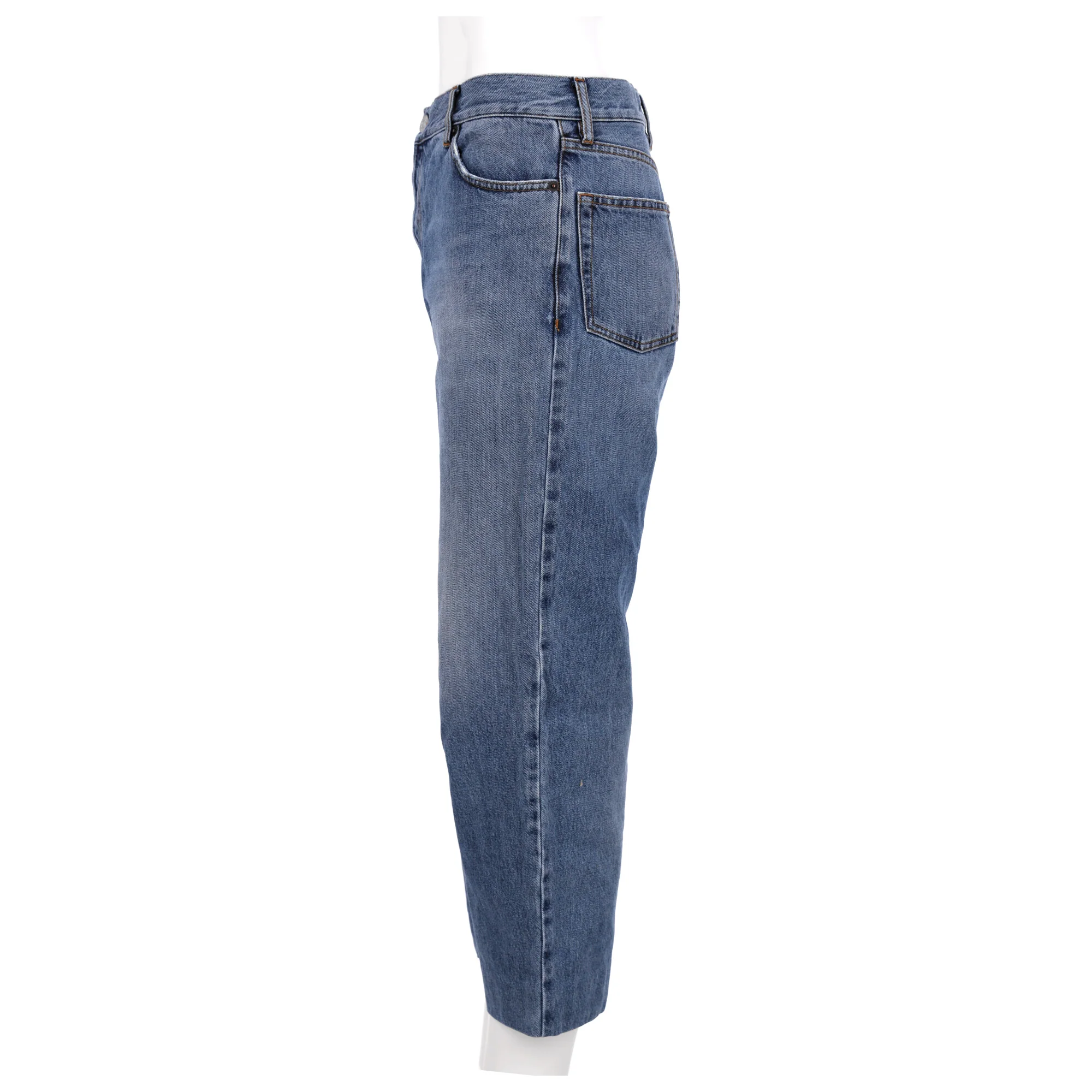Women's Balenciaga 3/4 Regular Fit High-Rise Denim Pants in Blue Cotton - Image 7