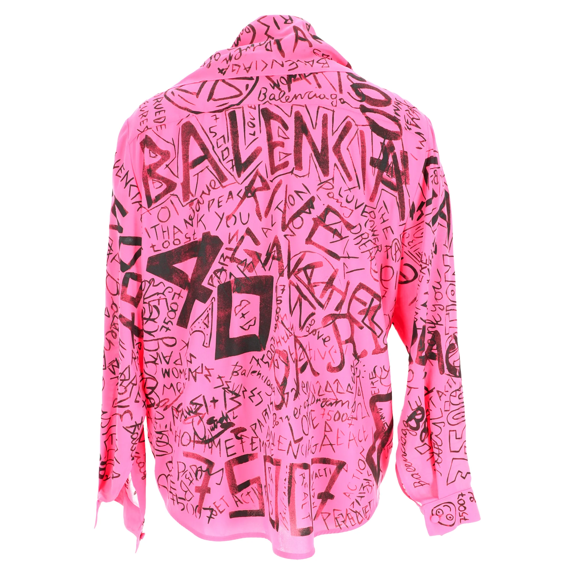 Women's Balenciaga Graffiti Scarf Blouse in Pink Polyester - Image 3