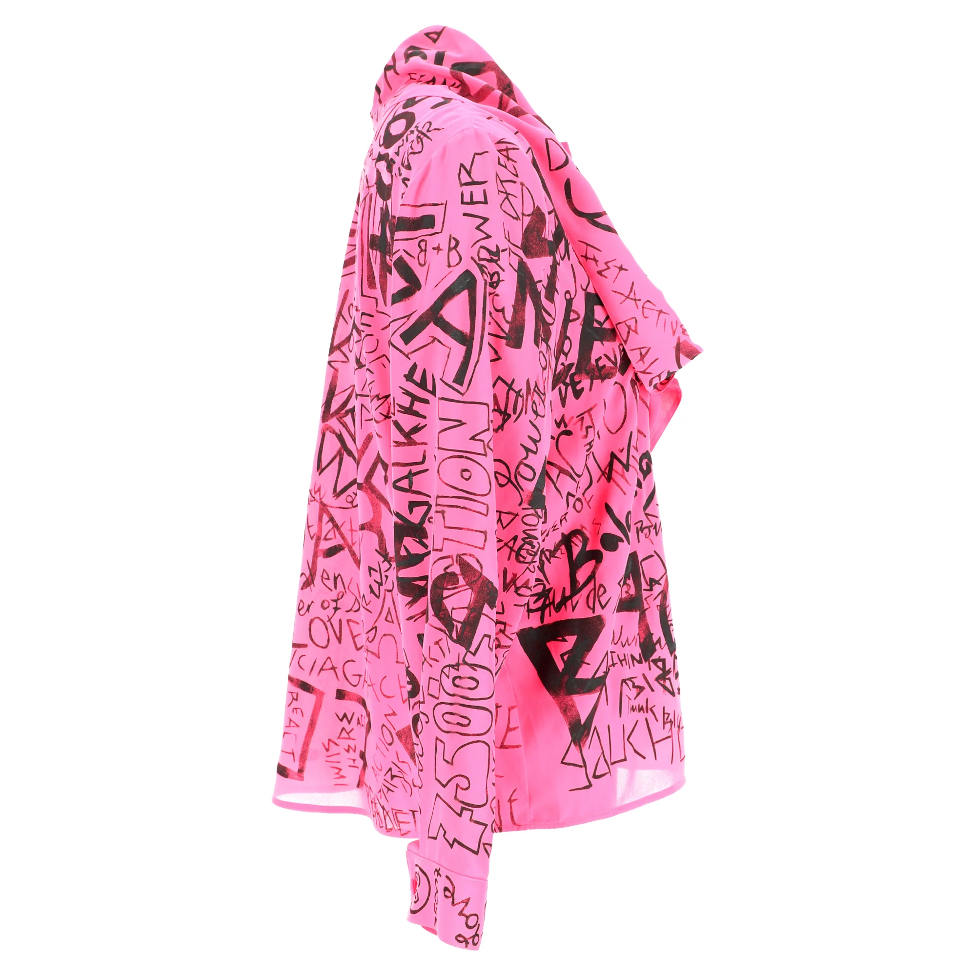 Women's Balenciaga Graffiti Scarf Blouse in Pink Polyester - Image 4