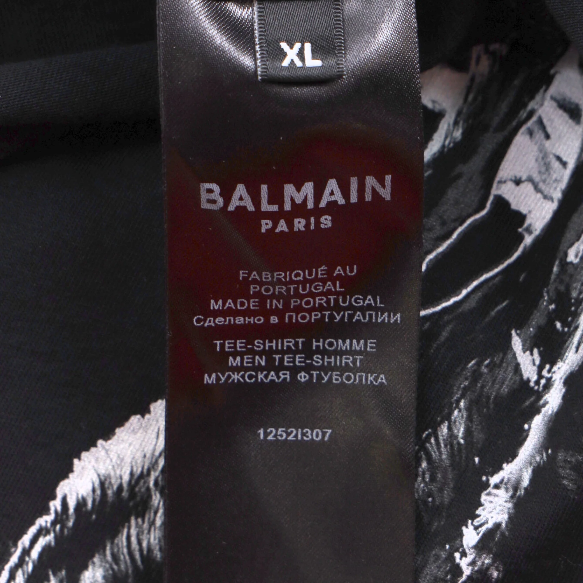 Men's Balmain Wolf Print Crewneck T-Shirt in Black Cotton - Image 4