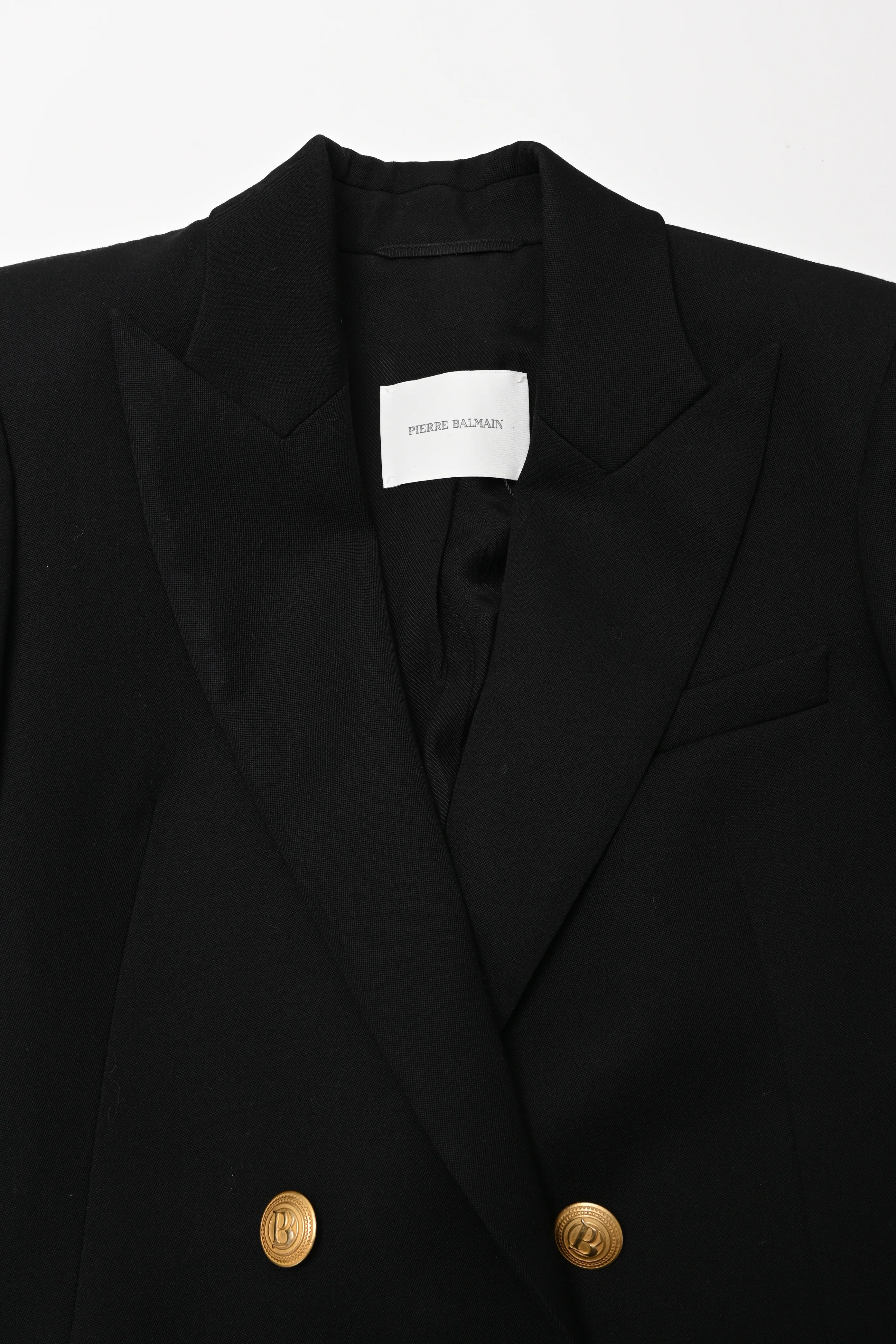 Women's Pierre Balmain Double-Breasted Blazer in Black Wool - Image 10