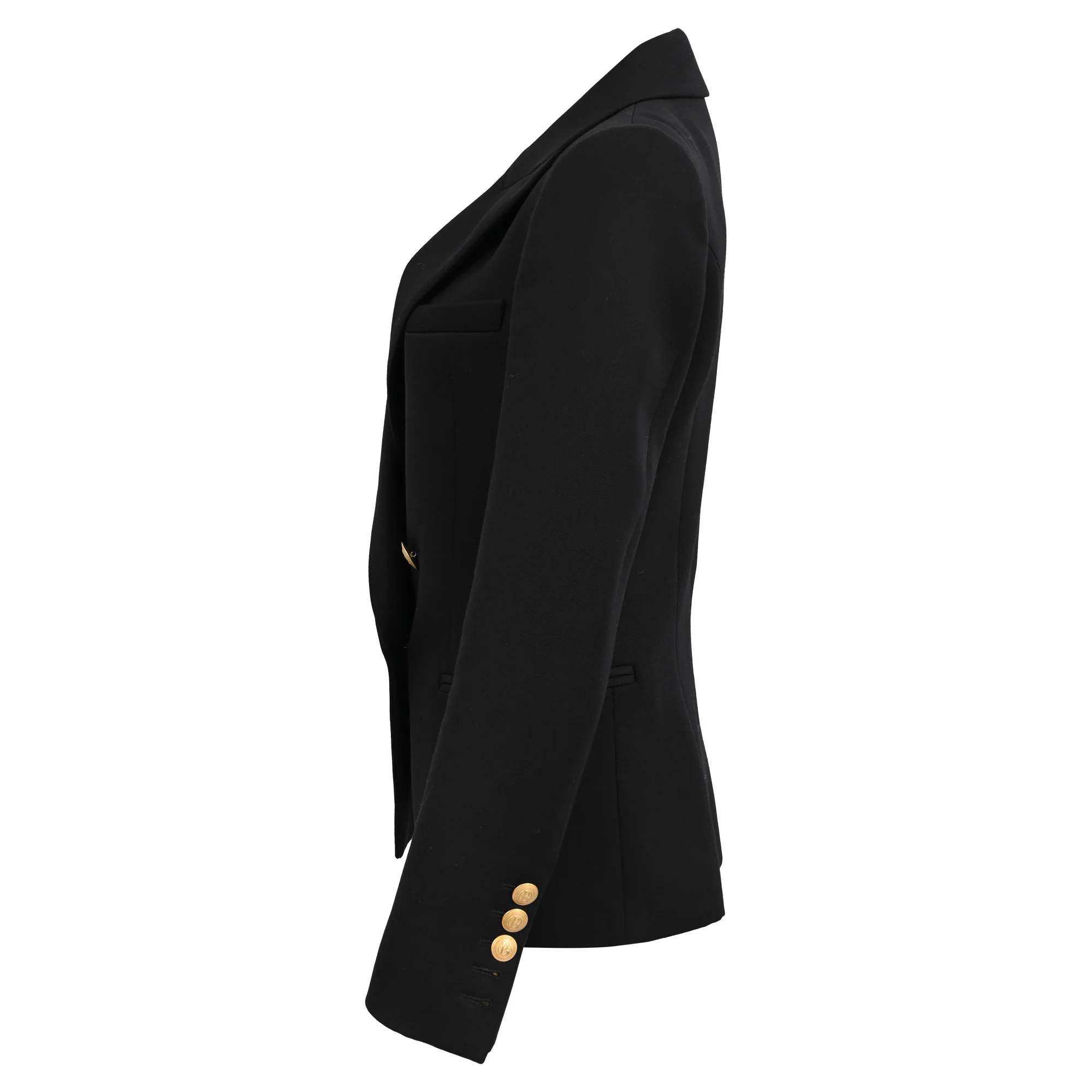 Women's Pierre Balmain Double-Breasted Blazer in Black Wool - Image 2