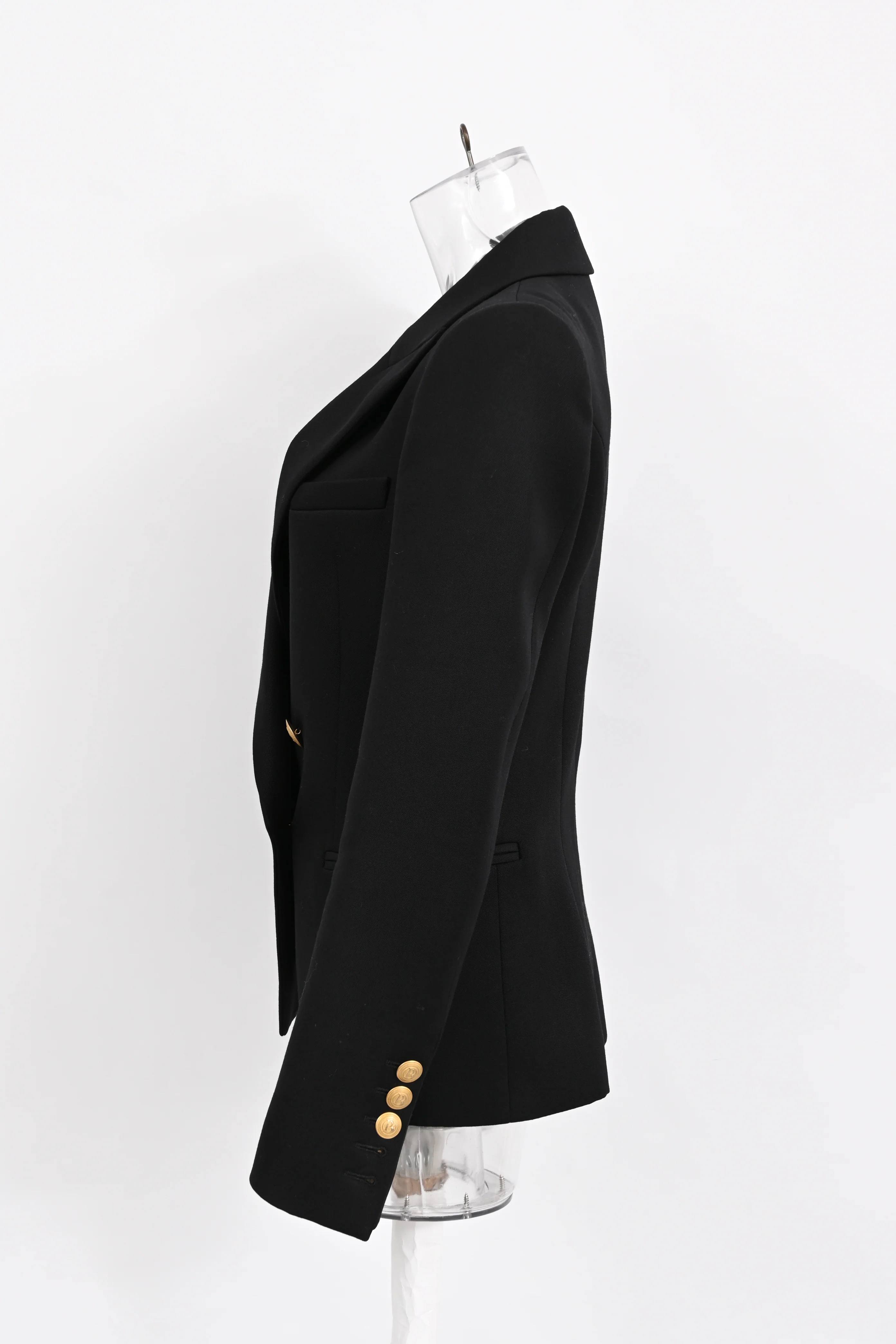 Women's Pierre Balmain Double-Breasted Blazer in Black Wool - Image 7