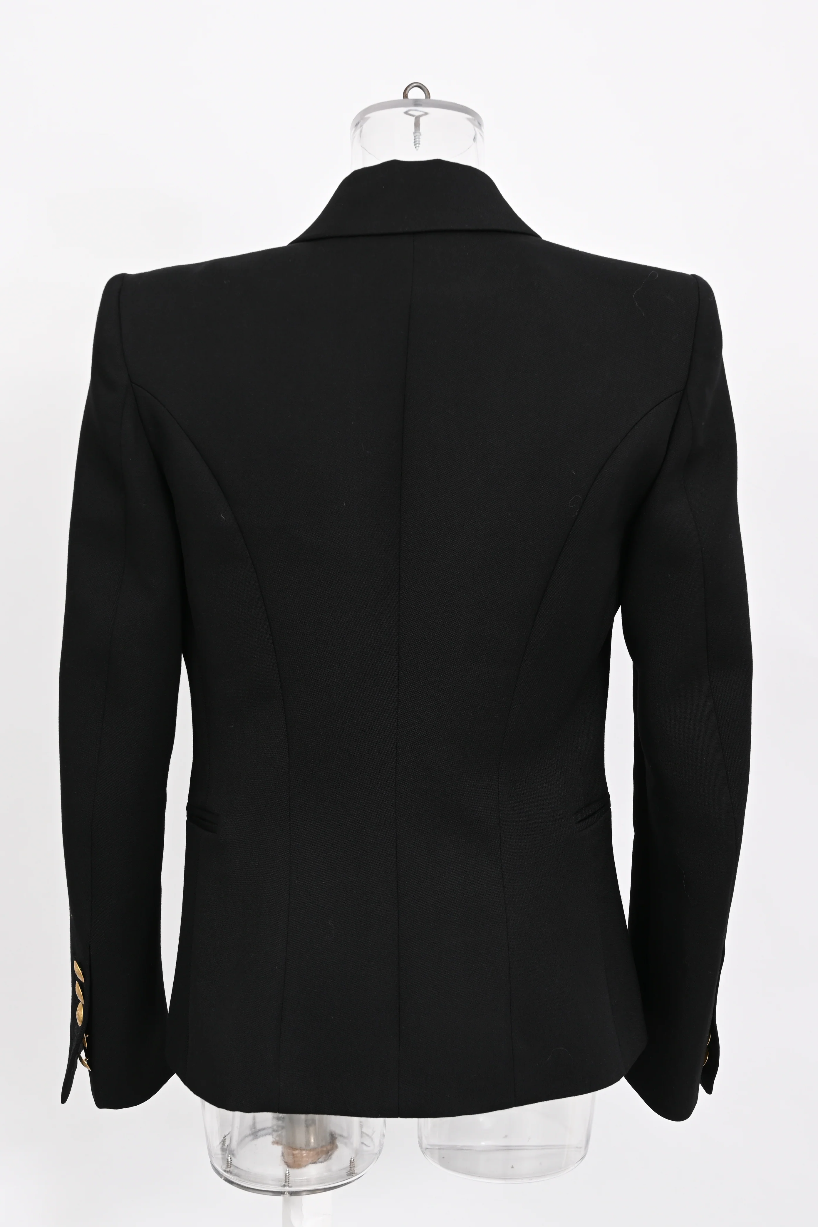 Women's Pierre Balmain Double-Breasted Blazer in Black Wool - Image 8