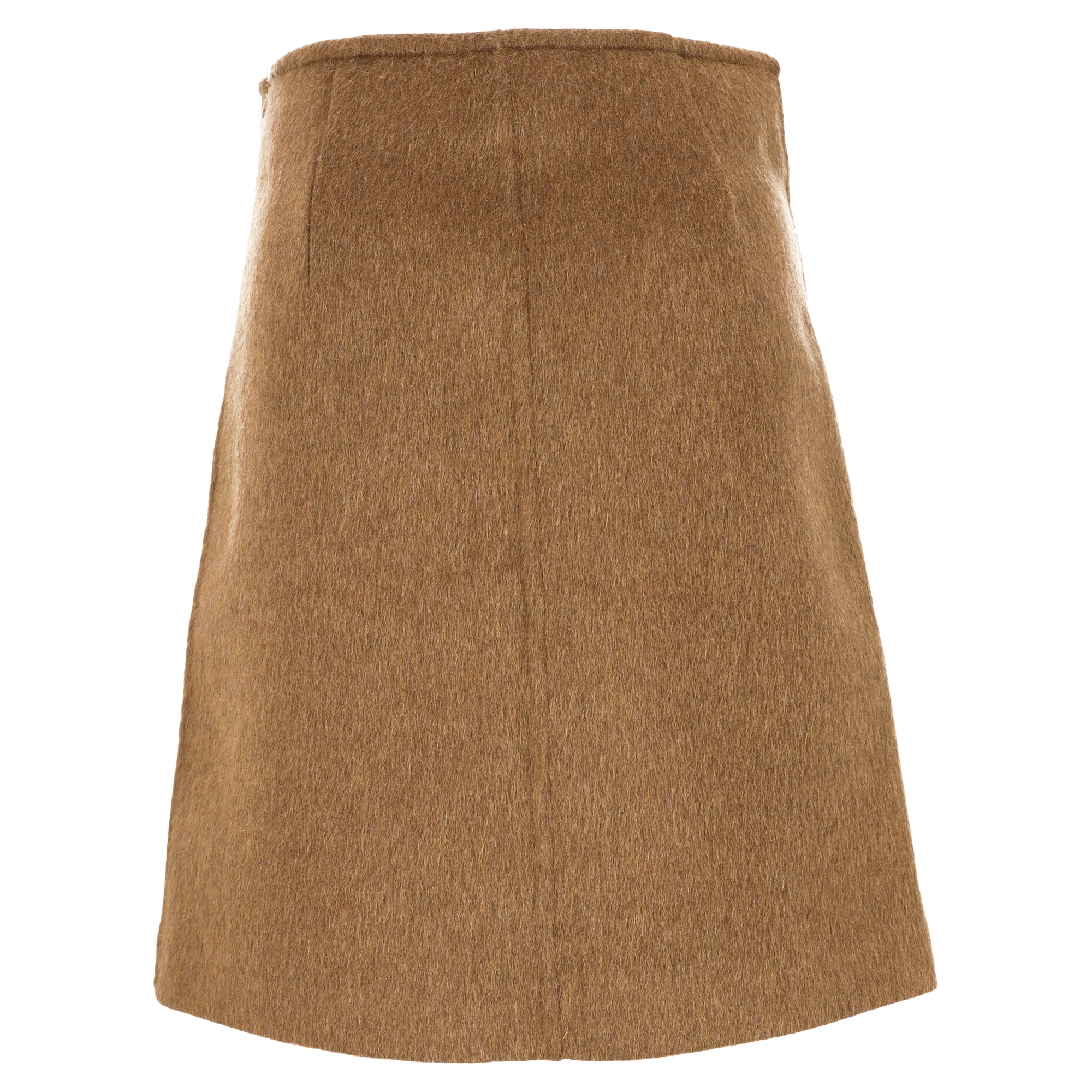 Women's Bottega Veneta A-line Skirt in Brown Wool - Image 3