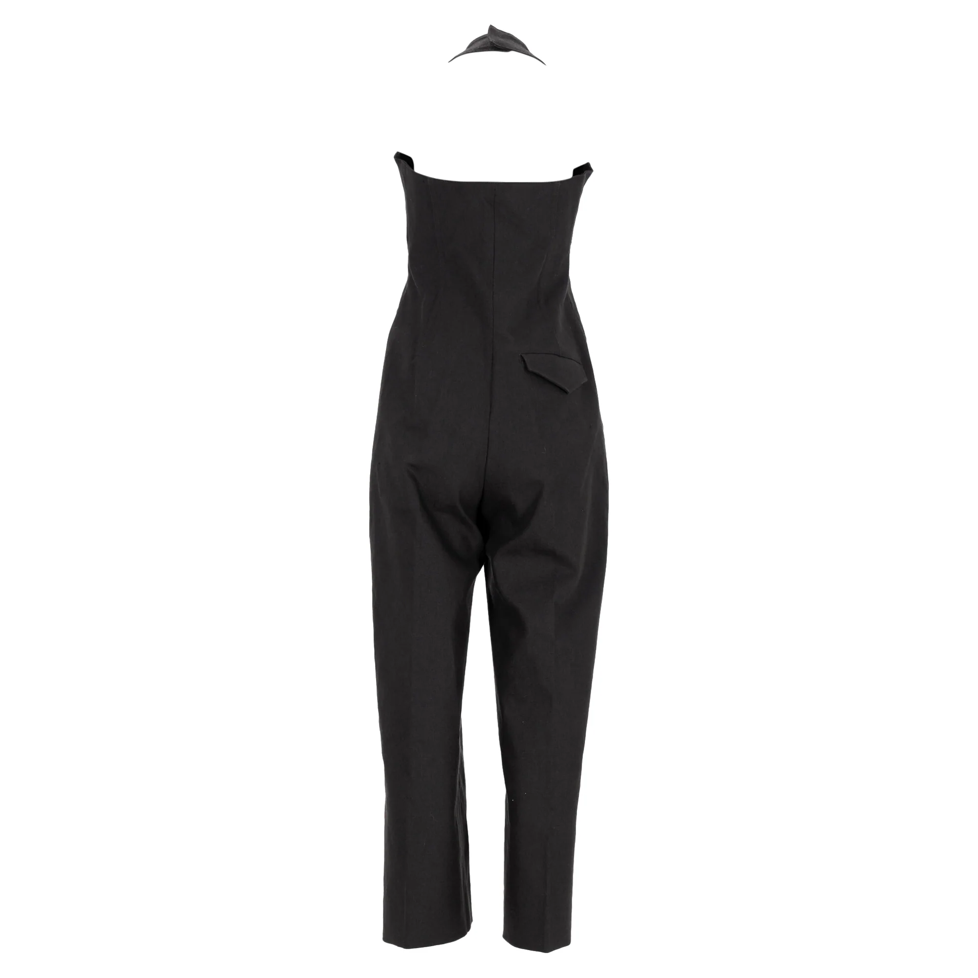 Women's Bottega Veneta Corset Top Zipped Jumpsuit in Black Linen - Image 3