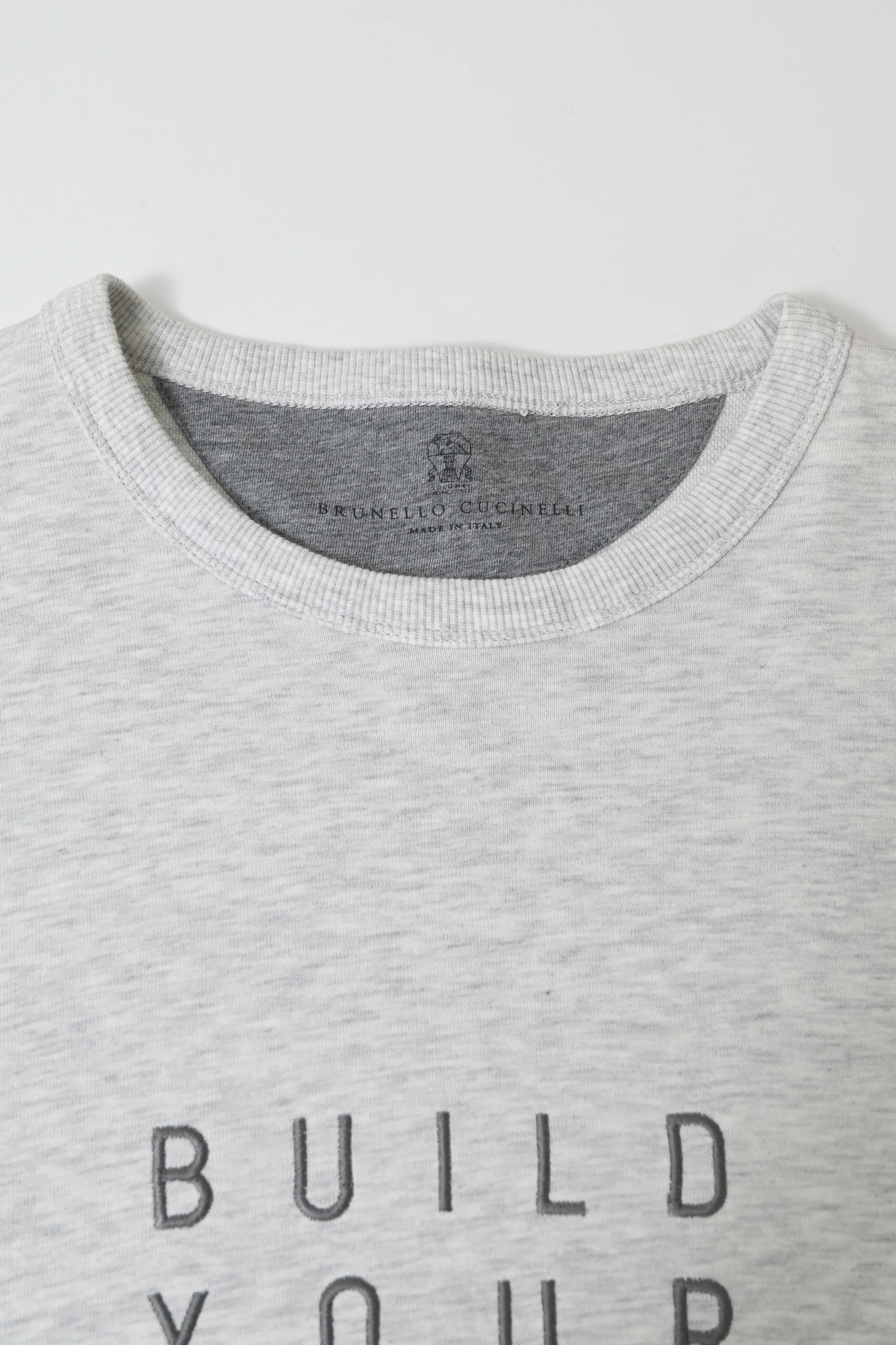 Men's Brunello Cucinelli "Build Your Journey" Embroidered Sweatshirt in Grey Cotton - Image 10
