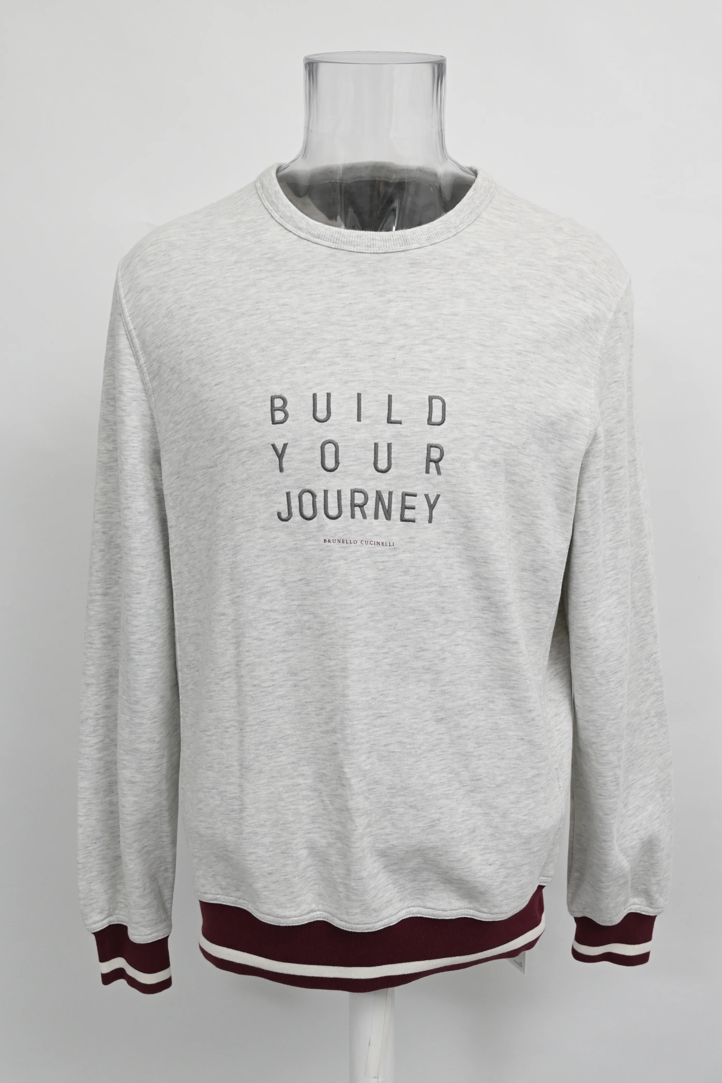 Men's Brunello Cucinelli "Build Your Journey" Embroidered Sweatshirt in Grey Cotton - Image 6