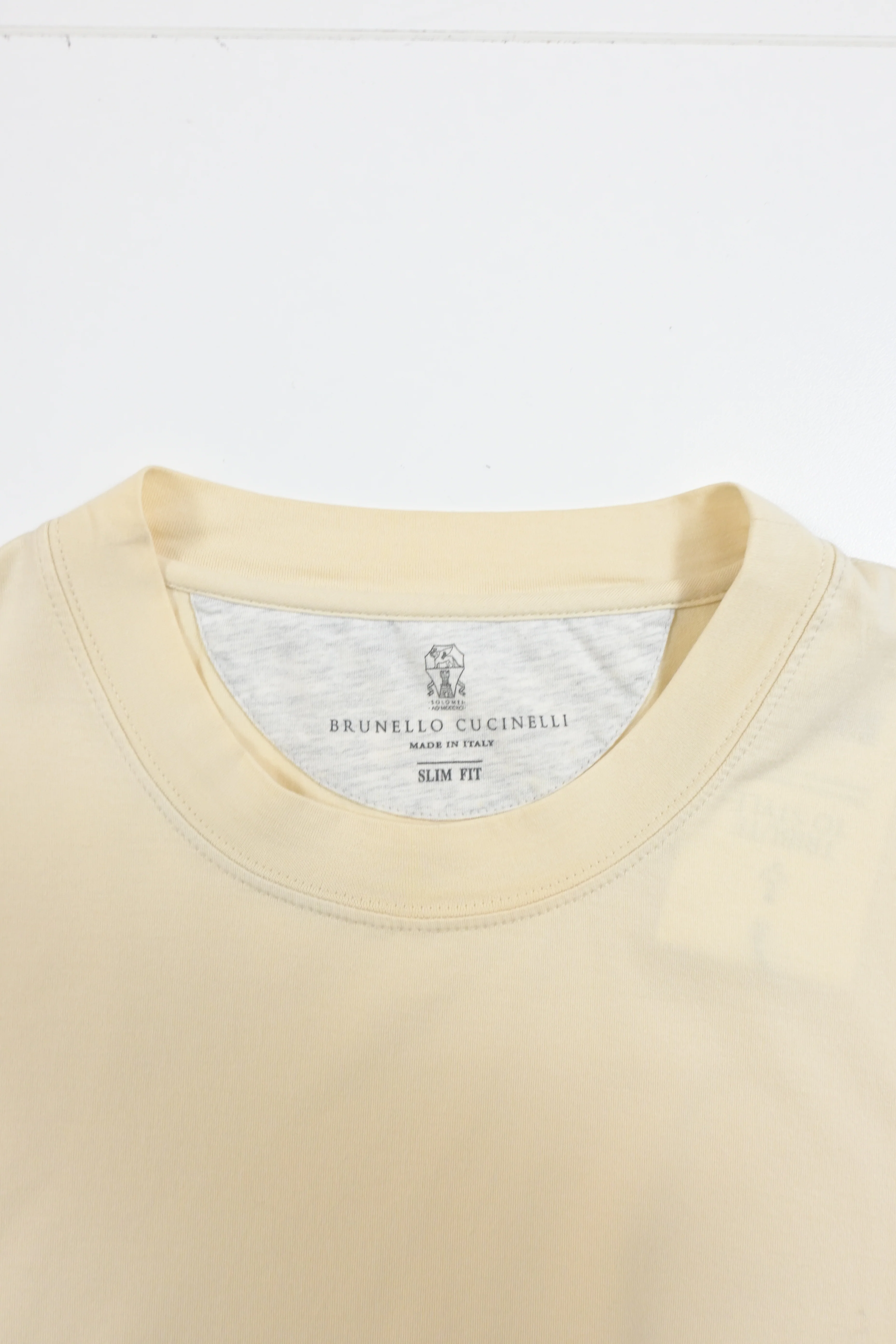 Men's Brunello Cucinelli 'Harmony, Grace, Rhythm' T-Shirt in Light Yellow Cotton - Image 8
