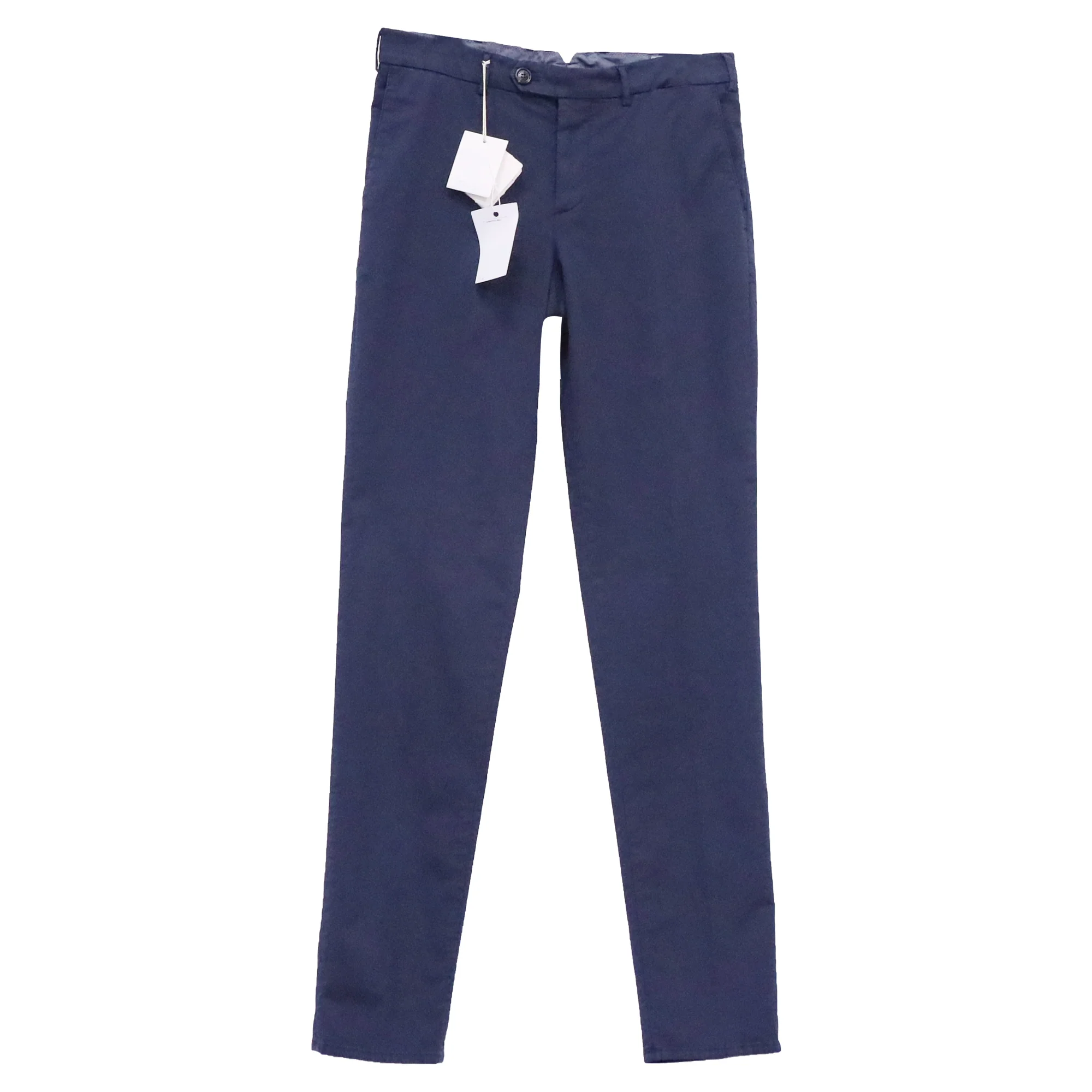 Men's Brunello Cucinelli Italian Fit Trousers in Navy Blue Cotton