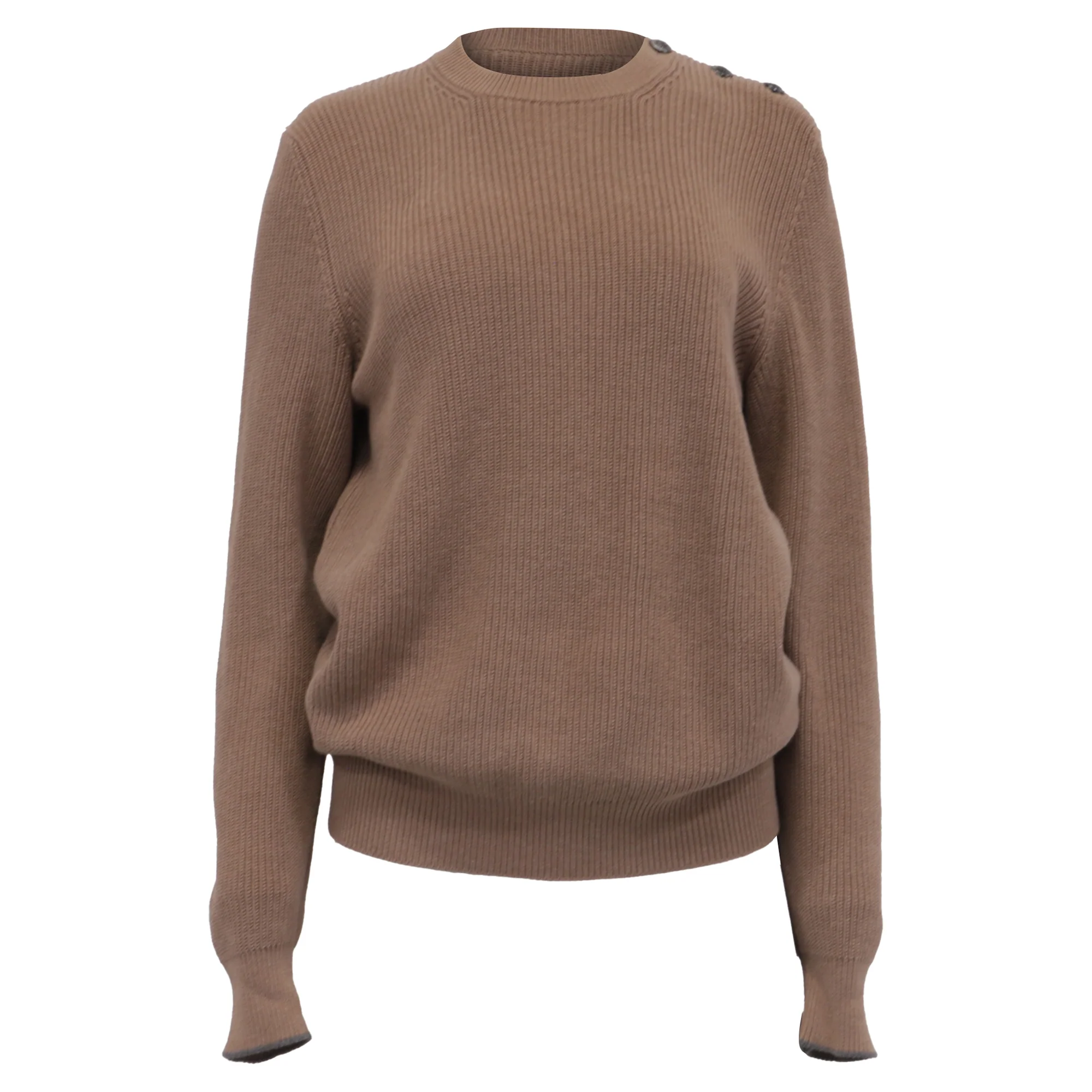 Men's Brunello Cucinelli Knitted Crewneck Sweater in Brown Cotton